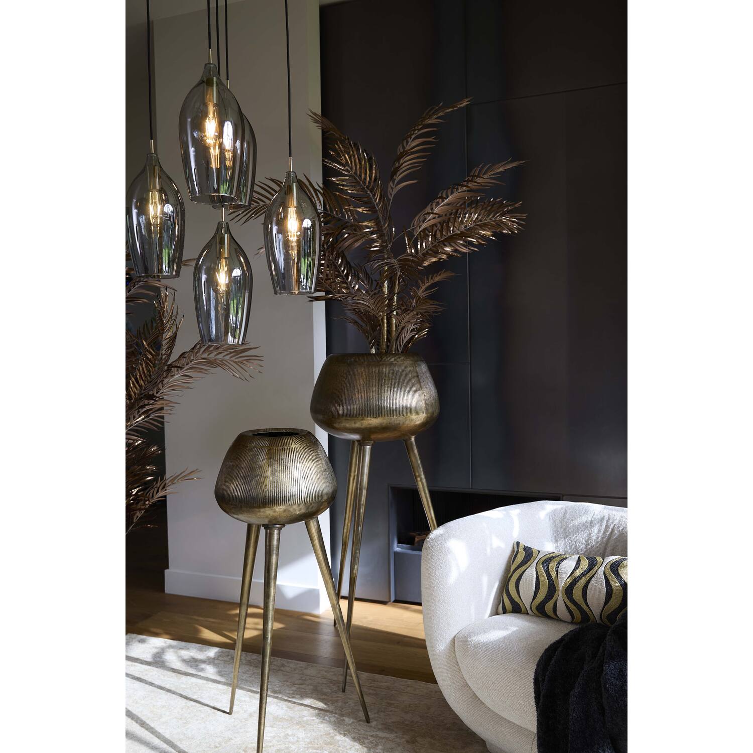 Pot on base deco Ø75x149 cm MARIELLE gold