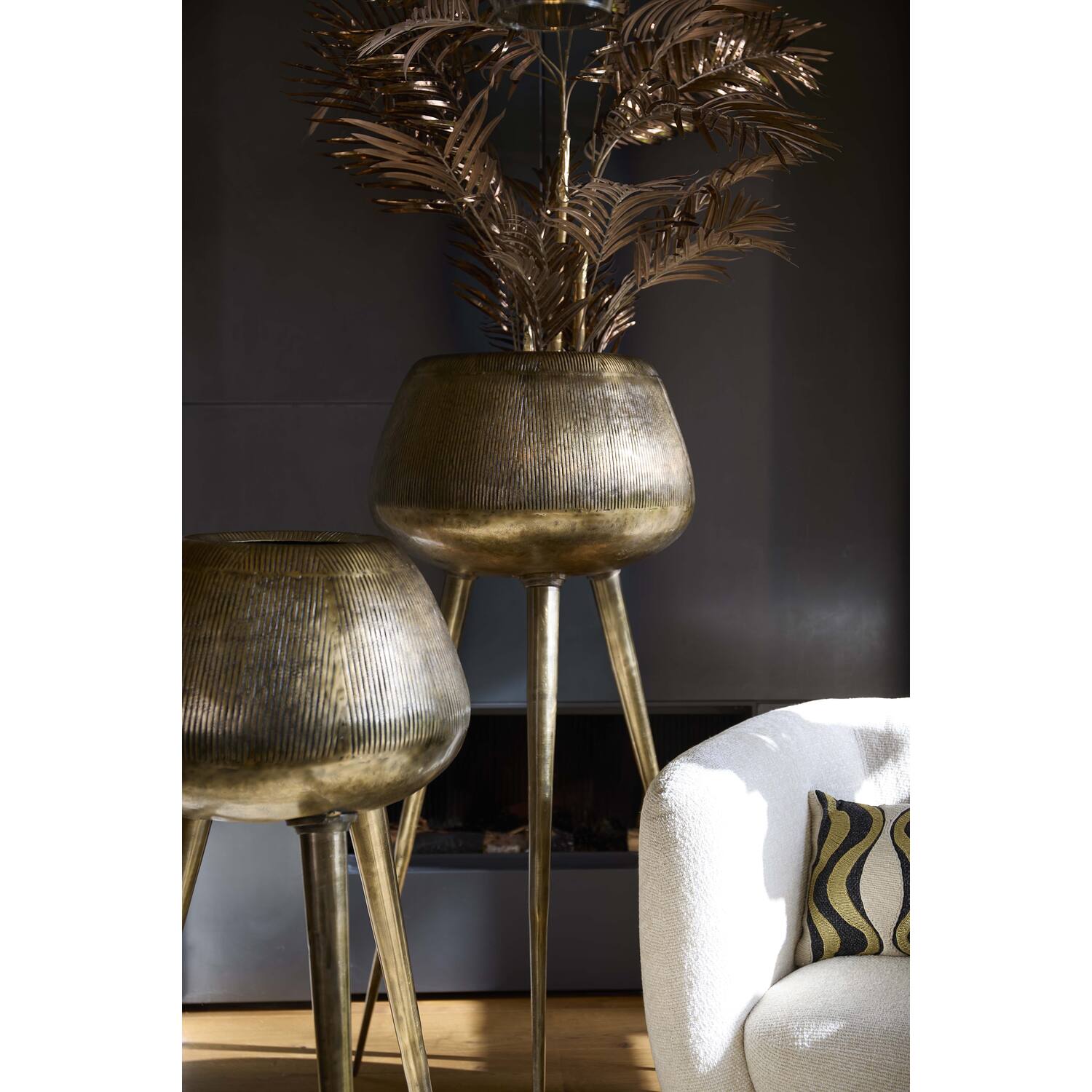 Pot on base deco Ø75x149 cm MARIELLE gold