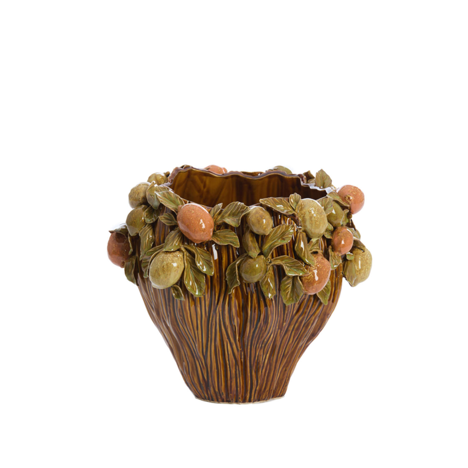 Vase deco Ø38x33 cm LEMONI ceramics brown-orange+green