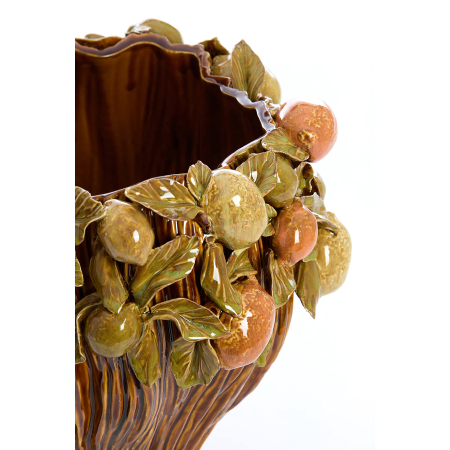 Vase deco Ø38x33 cm LEMONI ceramics brown-orange+green