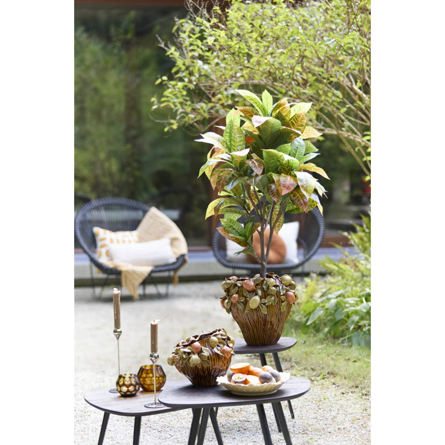 Vase deco Ø38x33 cm LEMONI ceramics brown-orange+green