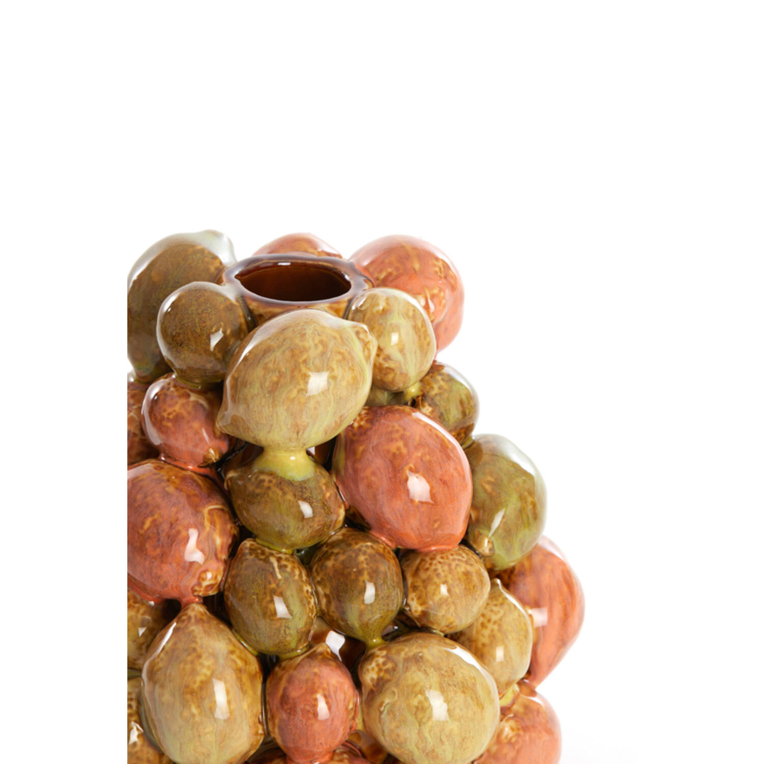 Vaas deco Ø14x15,5 cm CITRUS keramiek bruin-oranje+groen