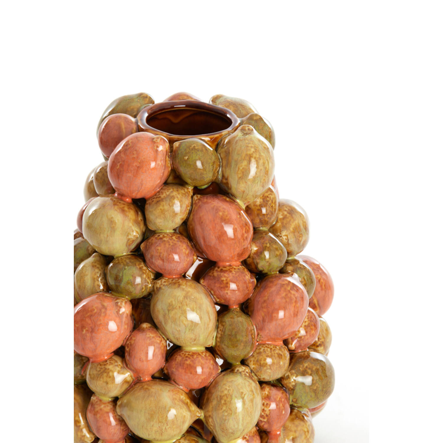 Vase deco Ø19x21 cm CITRUS ceramics brown-orange+green