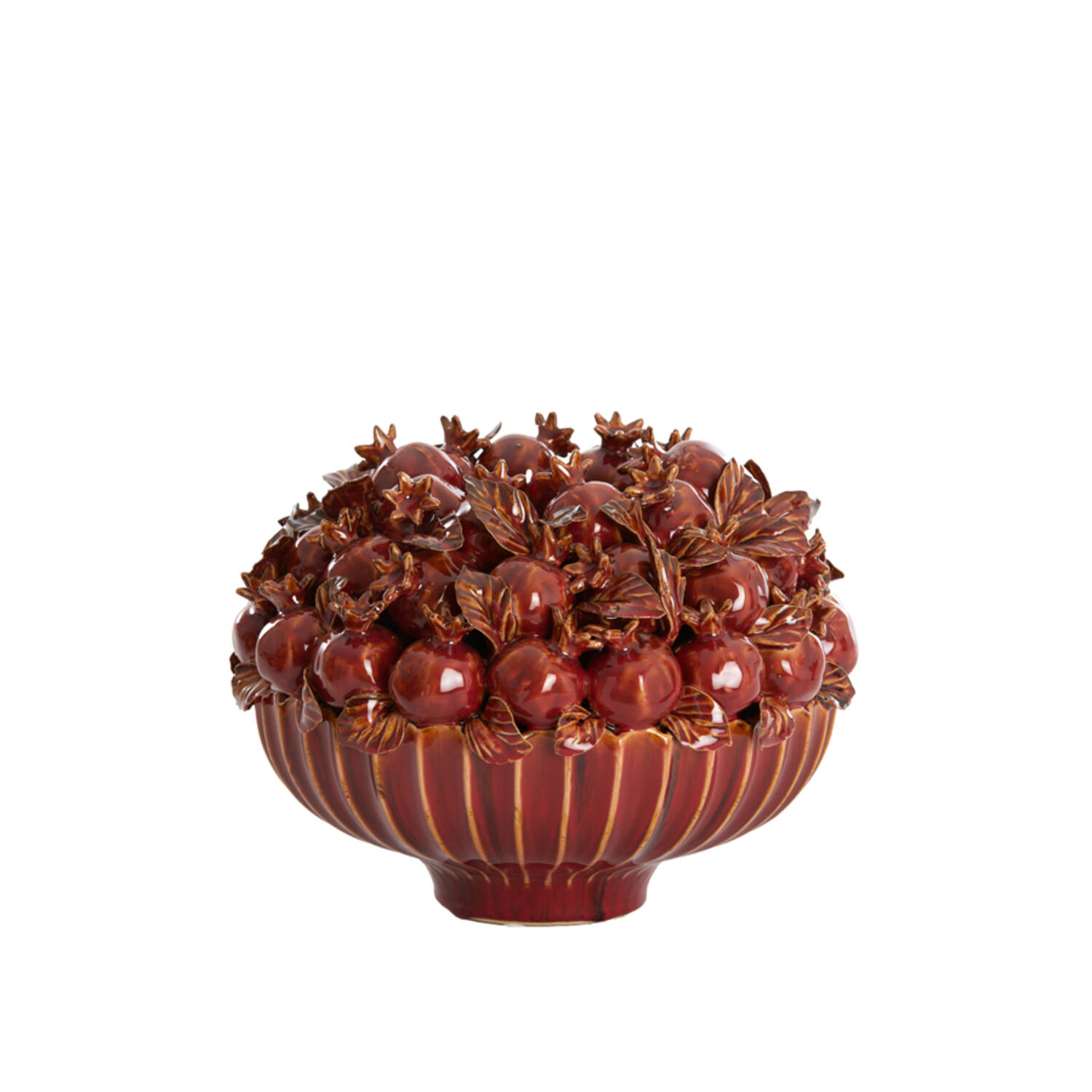 Vaas deco Ø28,5x23 cm POMEGRANATE keramiek bordeaux