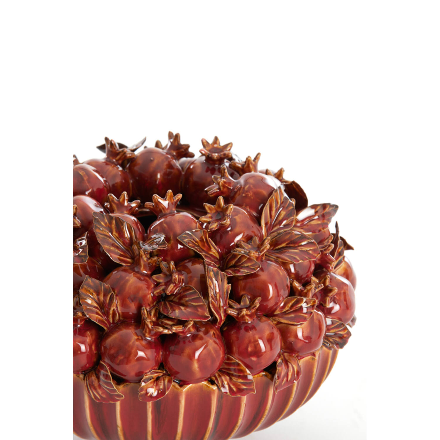 Vaas deco Ø28,5x23 cm POMEGRANATE keramiek bordeaux
