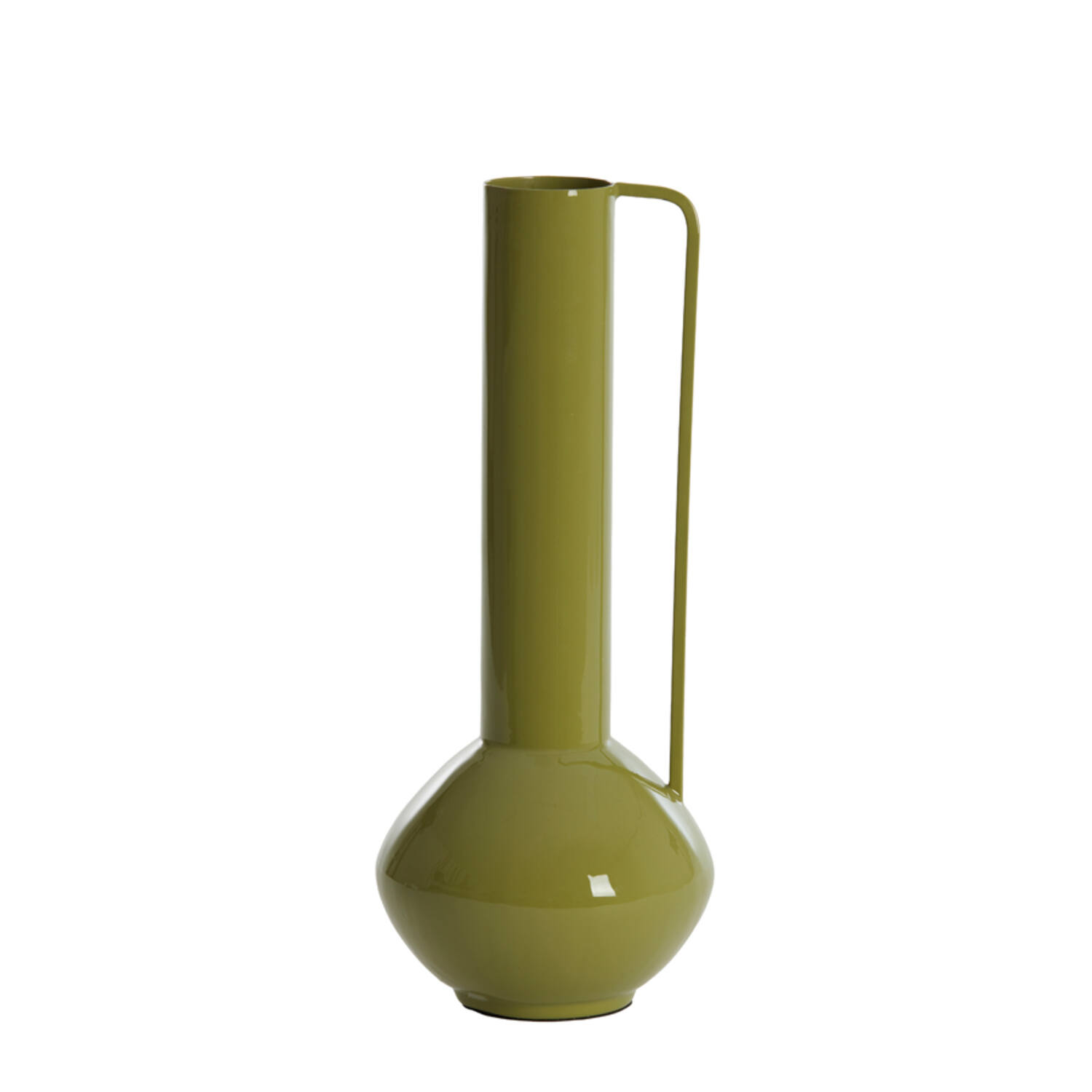 Vase deco Ø12x33 cm PANZANO shiny olive green