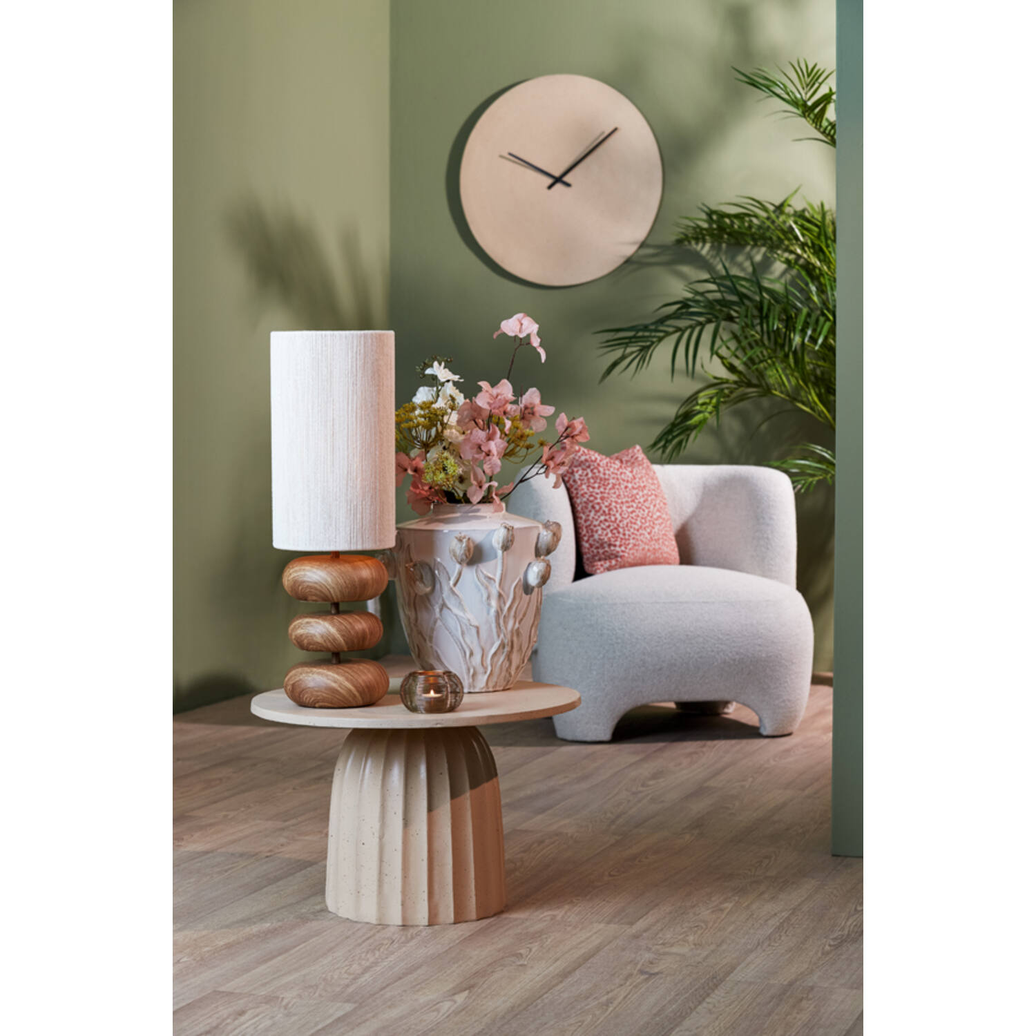 Vaas deco Ø36x36 cm JUANA keramiek crème