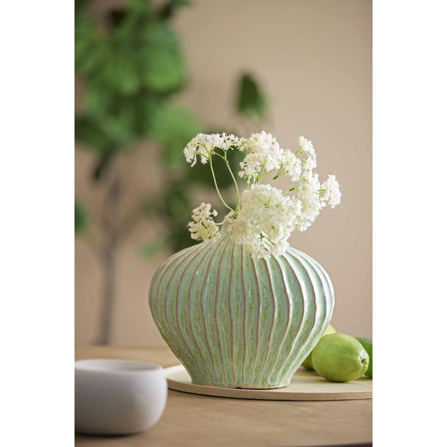 Vaas deco 30x16x25 cm LORITO keramiek mint groen