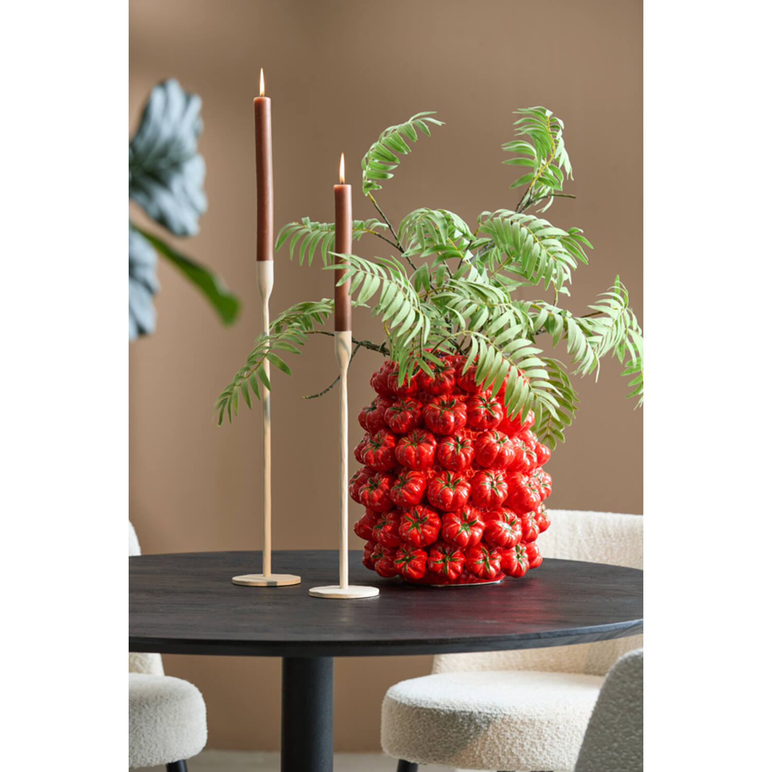 Vaas deco 34x33x37 cm TAMINA keramiek rood
