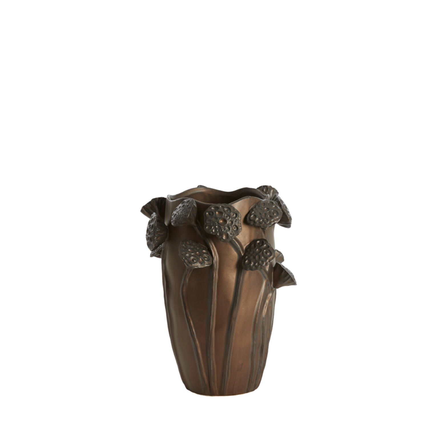 Vaas deco 27,5x25,5x35 cm LAVCI keramiek mat donker bruin