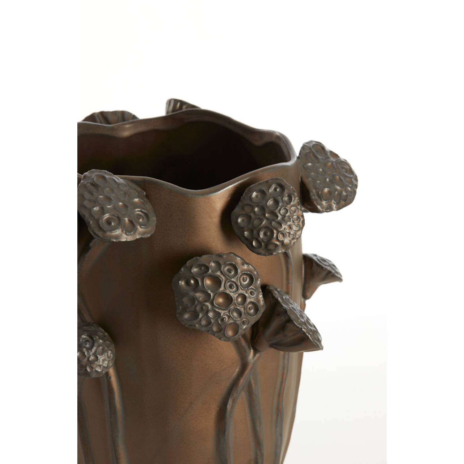 Vaas deco 27,5x25,5x35 cm LAVCI keramiek mat donker bruin