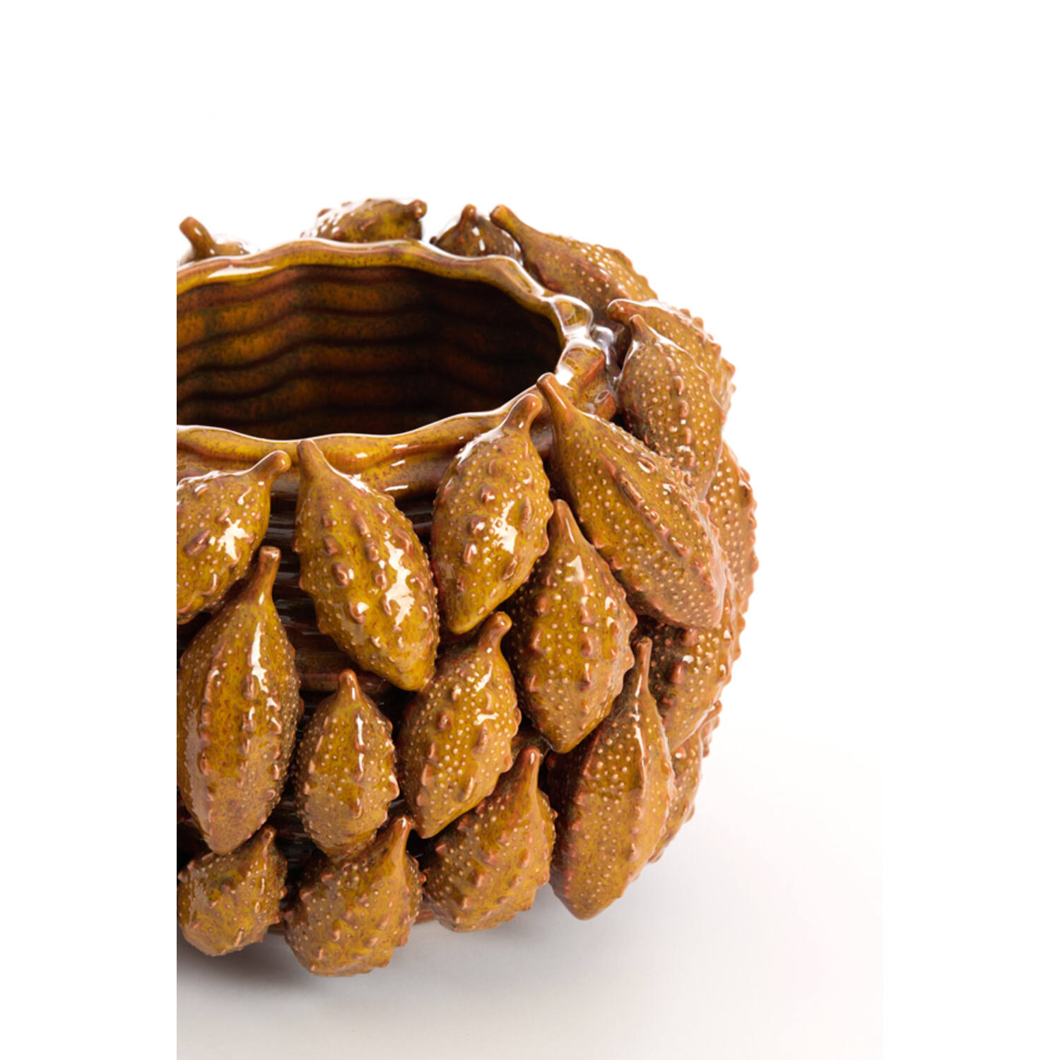 Vase deco Ø23,5x15,5 cm PALATIK ceramics cognac brown