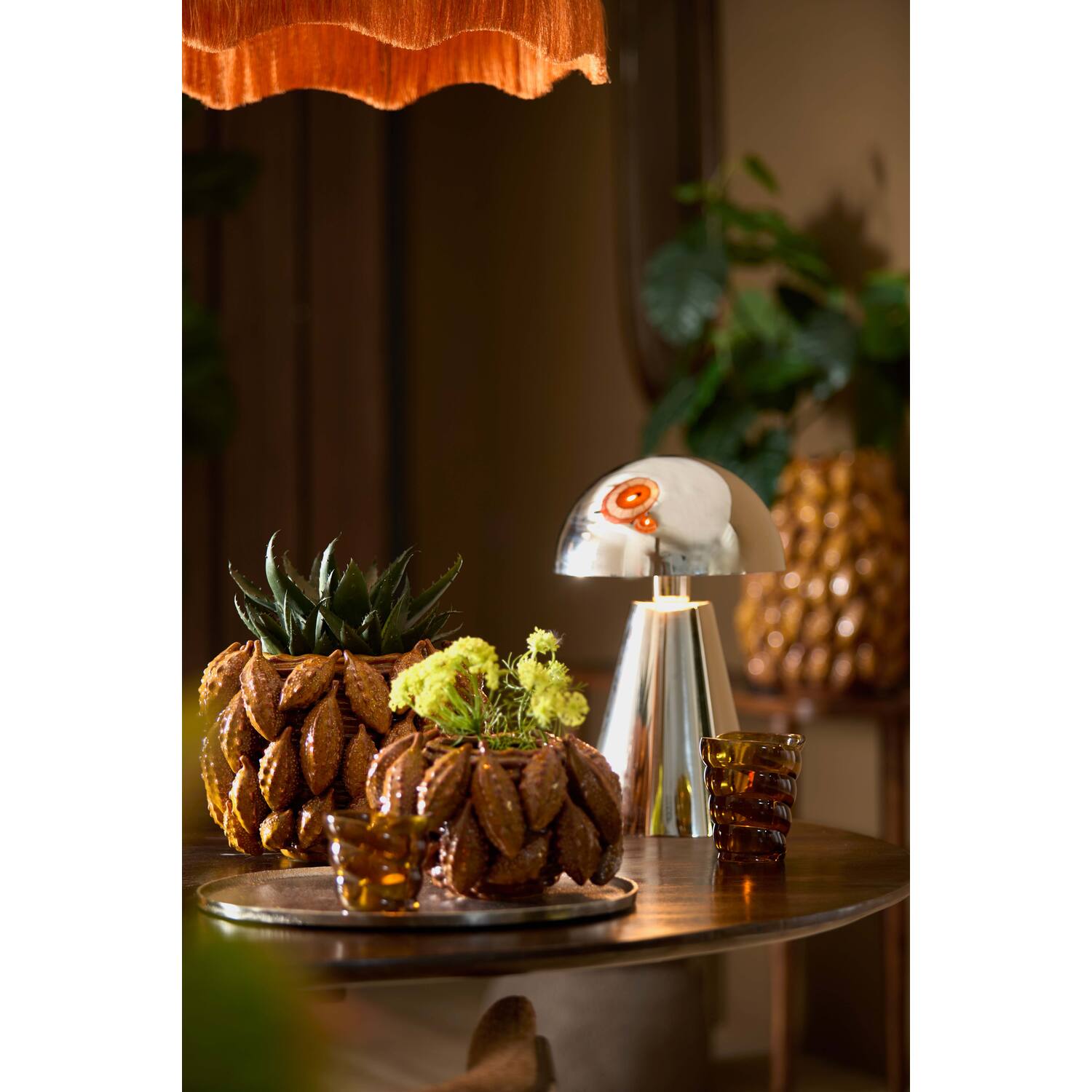 Vase deco 31x30,5x21,5 cm PALATIK ceramics cognac brown