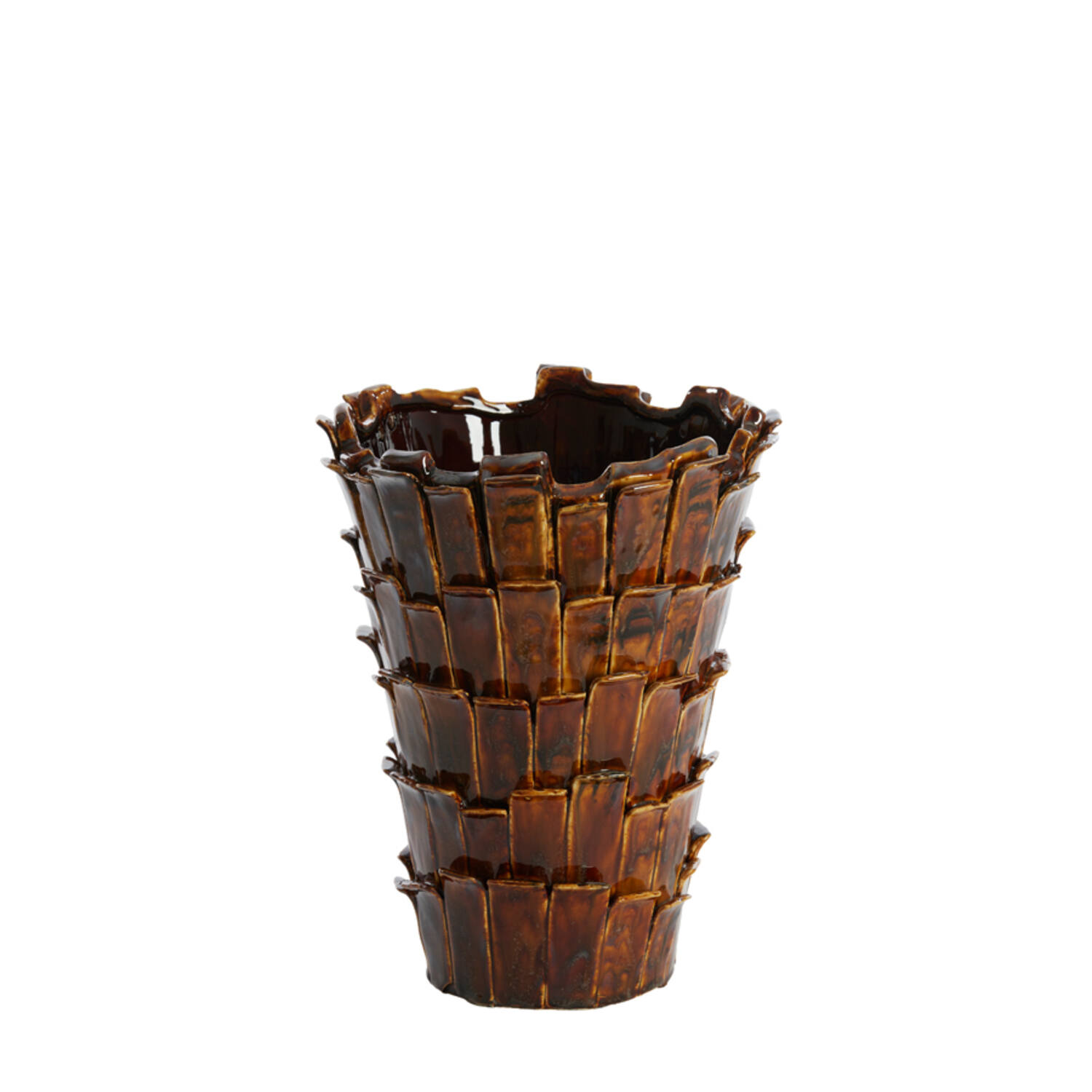 Vase deco 27,5x27x34 cm BANYA ceramics shiny dark brown