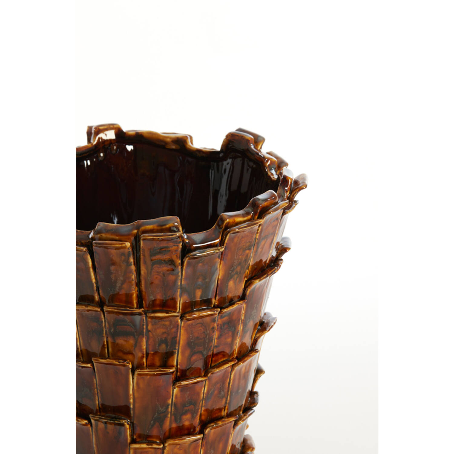 Vase deco 27,5x27x34 cm BANYA ceramics shiny dark brown