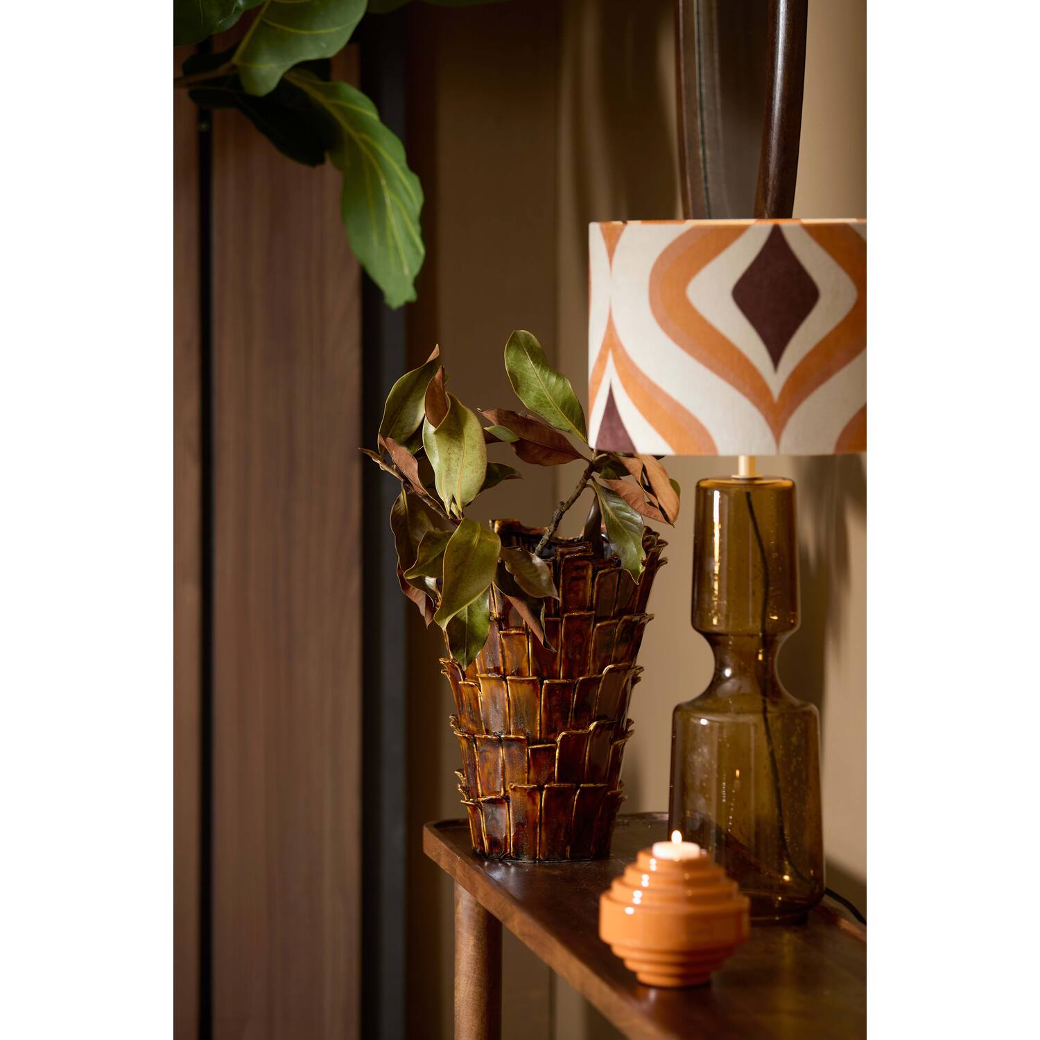 Vase deco 27,5x27x34 cm BANYA ceramics shiny dark brown