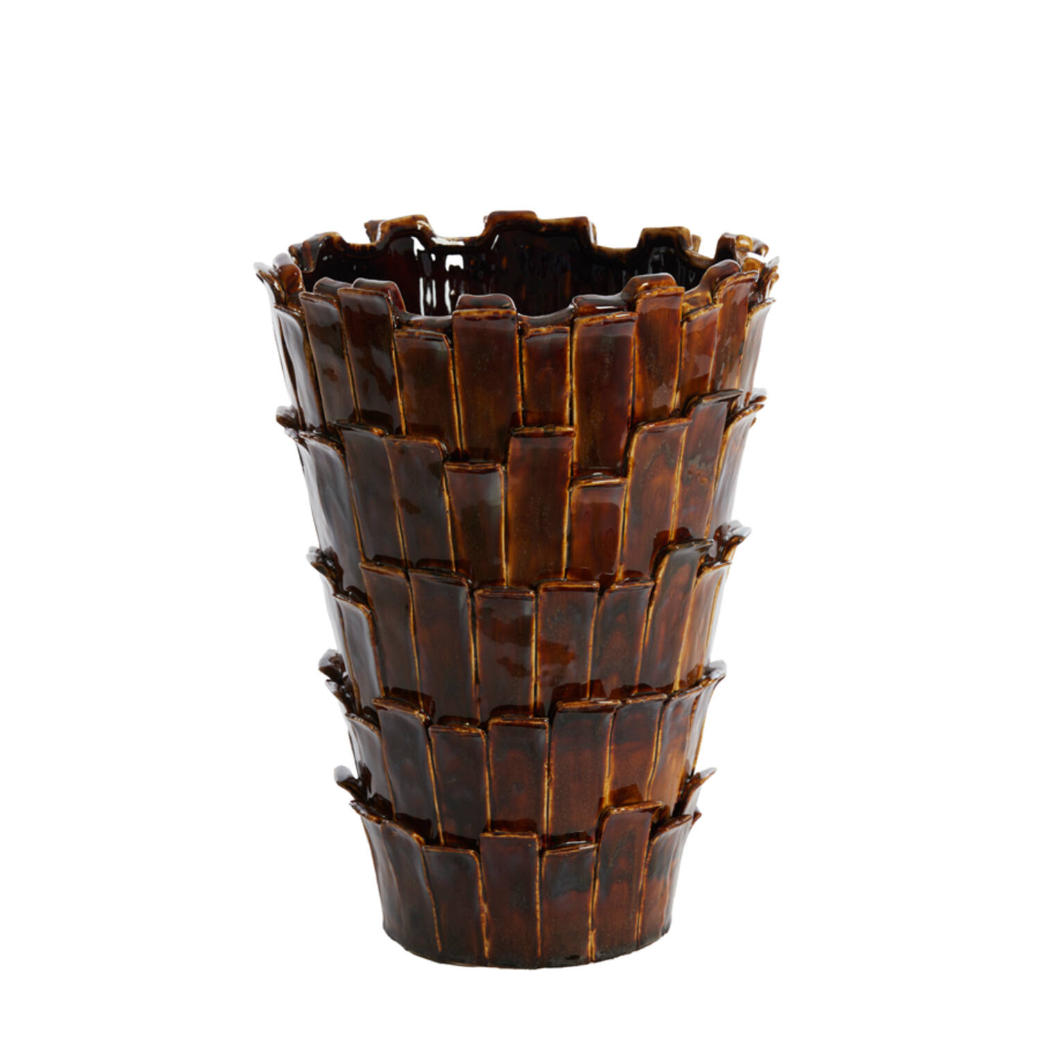 Vase deco Ø33x43 cm BANYA ceramics shiny dark brown