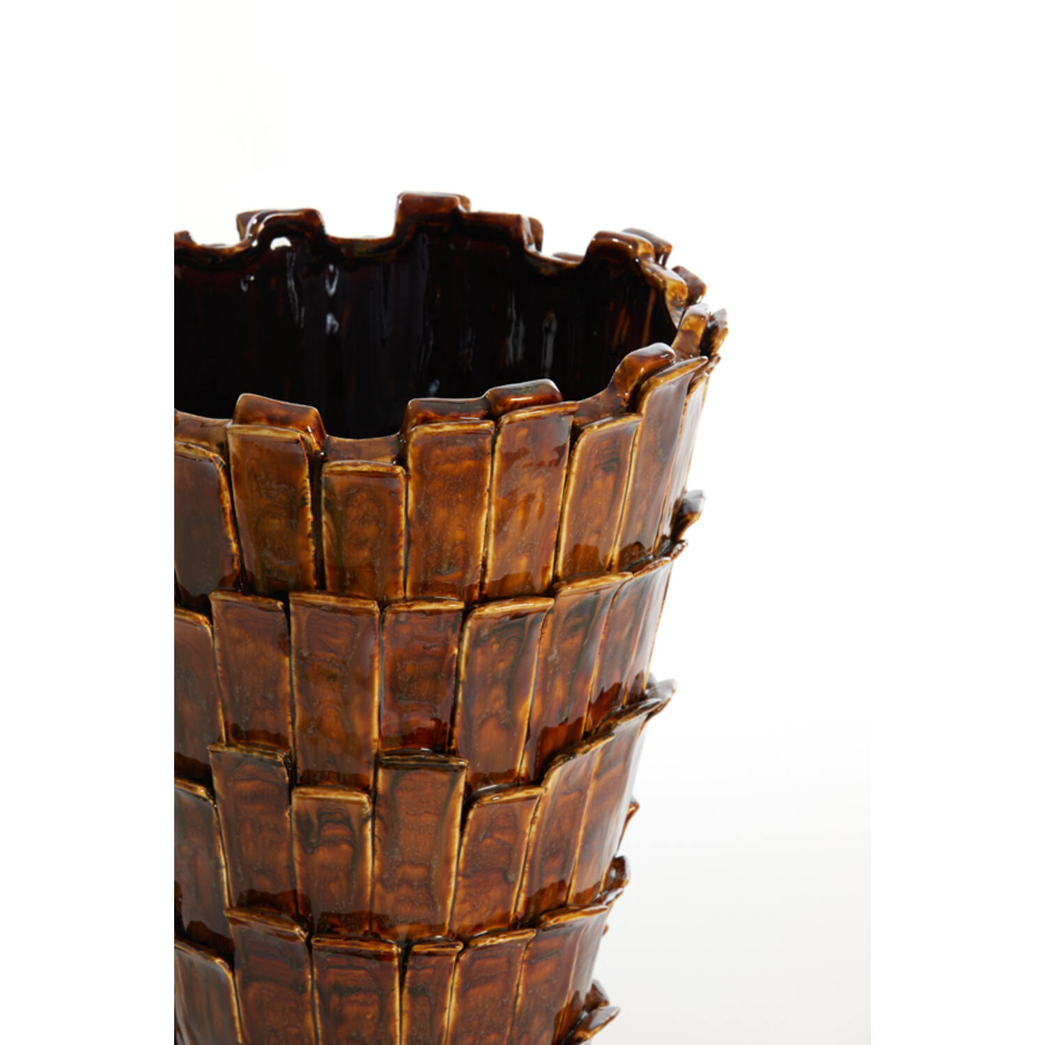 Vase deco Ø33x43 cm BANYA ceramics shiny dark brown