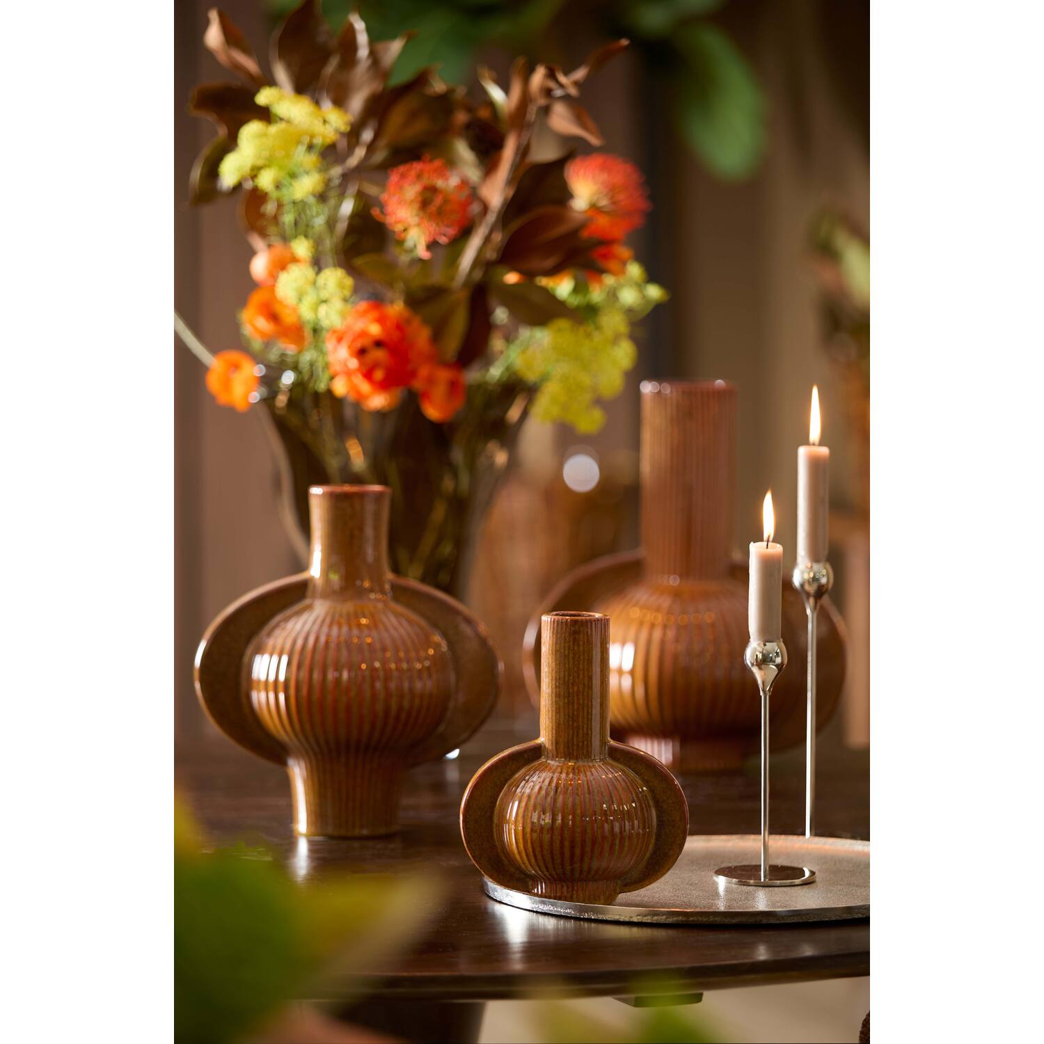 Vase deco 18,5x12,5x23,5 cm MELNIK ceramics cognac brown