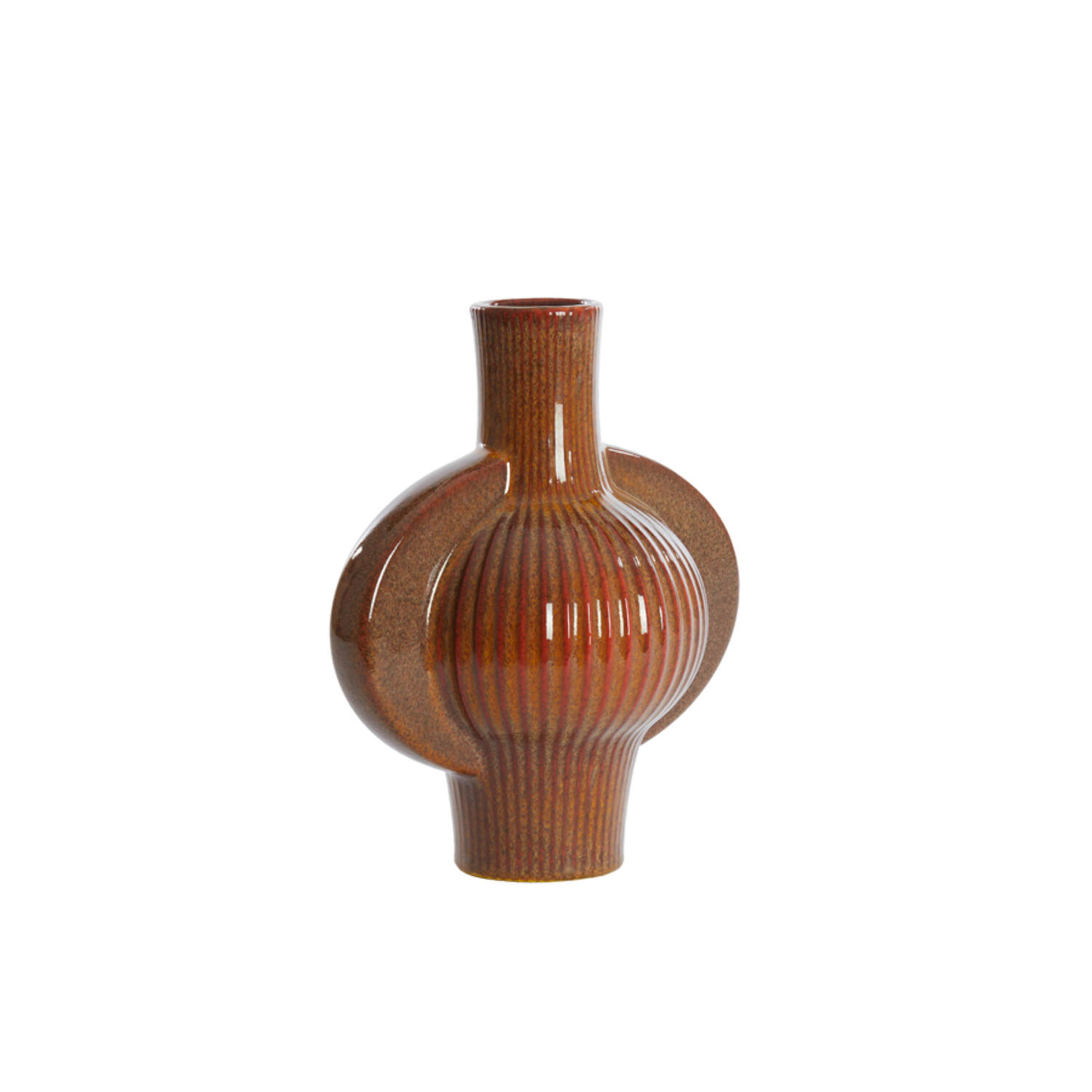 Vaas deco 27,5x18,5x31 cm MELNIK keramiek cognac bruin