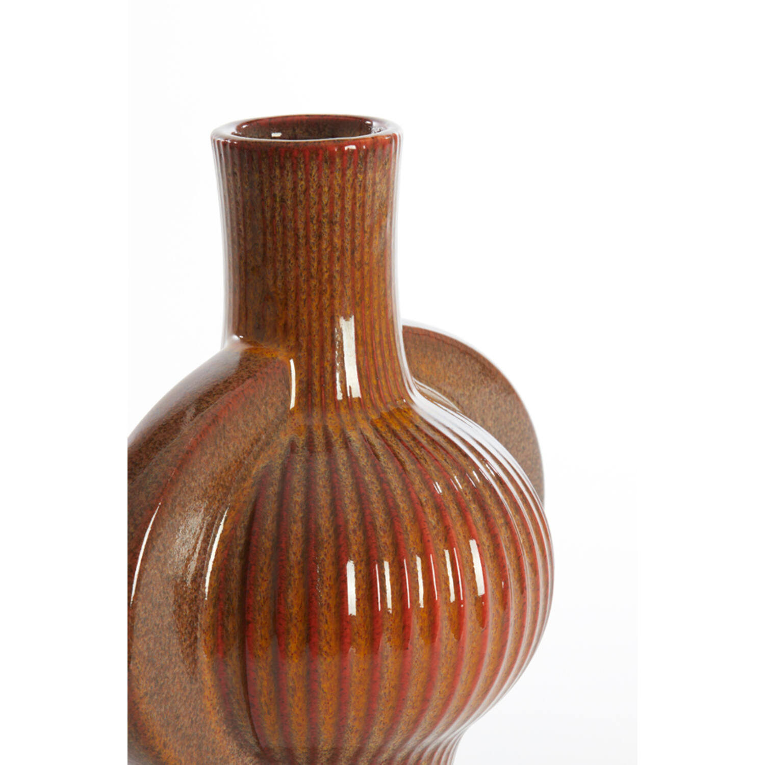 Vaas deco 27,5x18,5x31 cm MELNIK keramiek cognac bruin