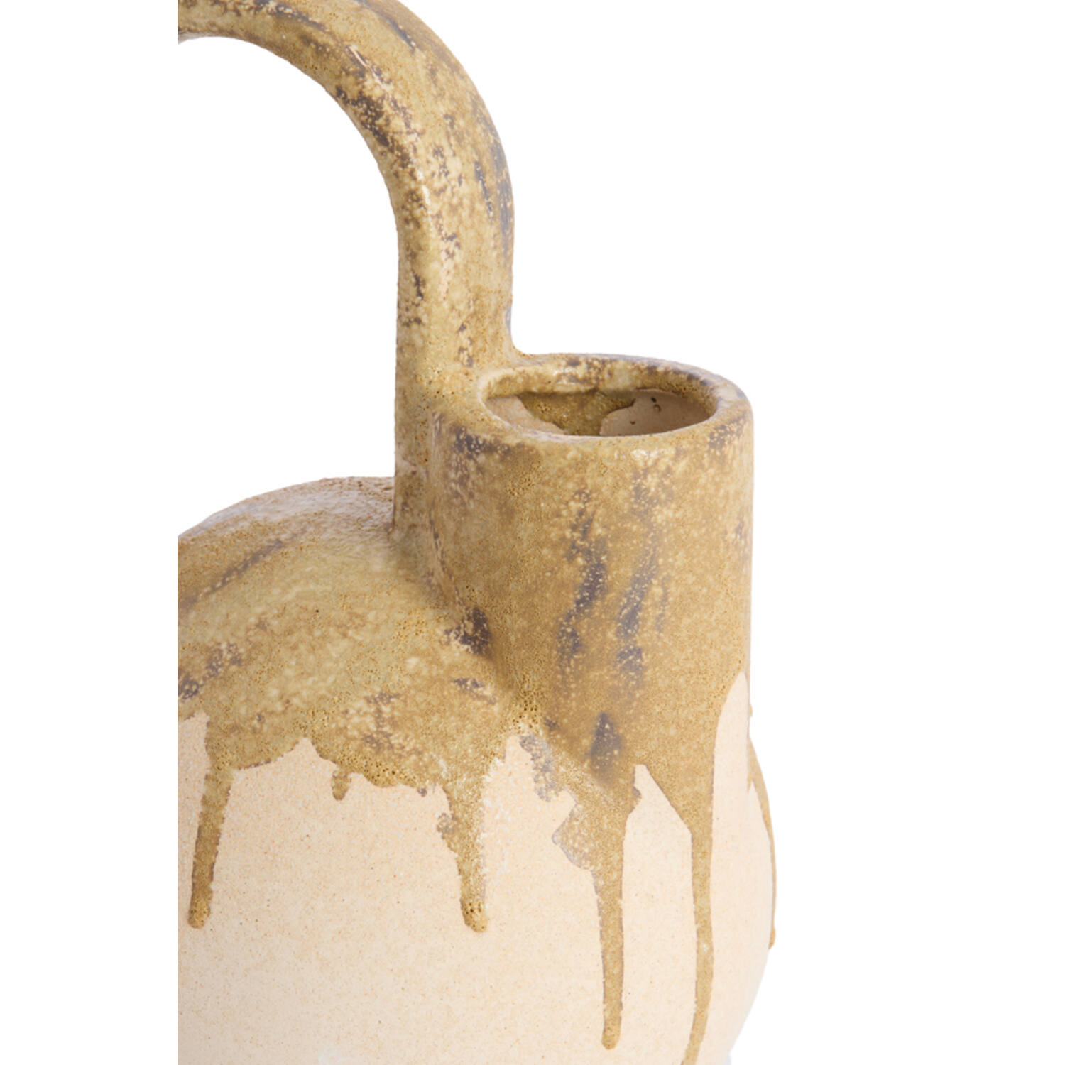Vaas deco 16x15,5x26 cm SERRES keramiek crème+olijf groen