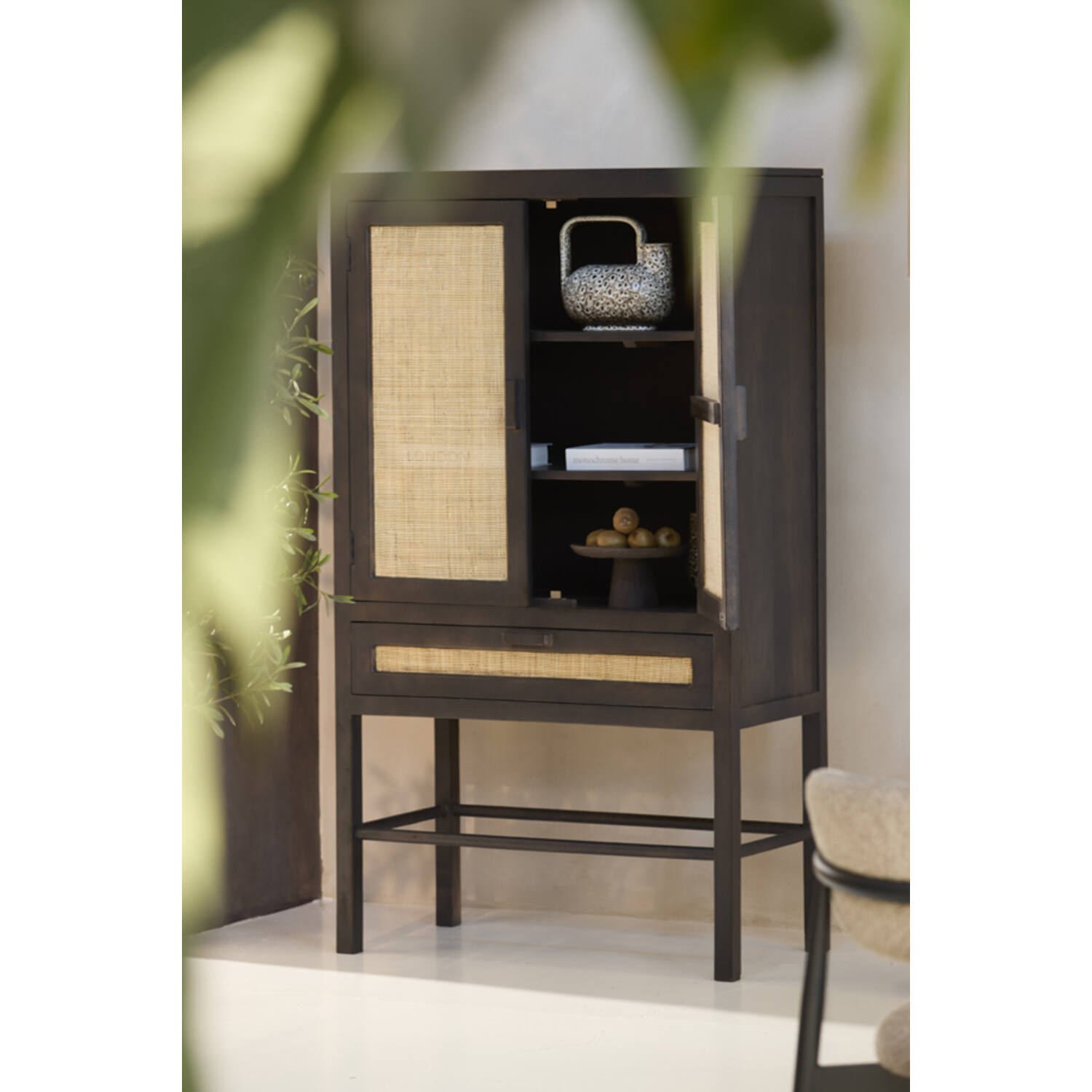 Vase deco 25x14x24 cm SERRES ceramics cream+black