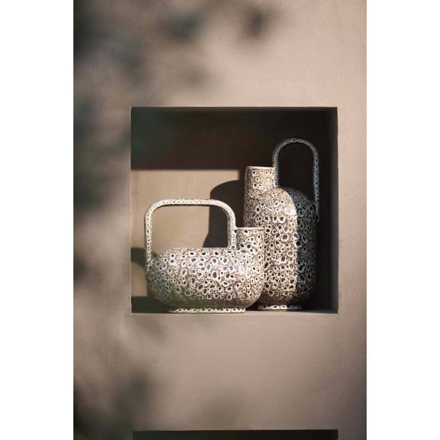 Vase deco 25x14x24 cm SERRES ceramics cream+black
