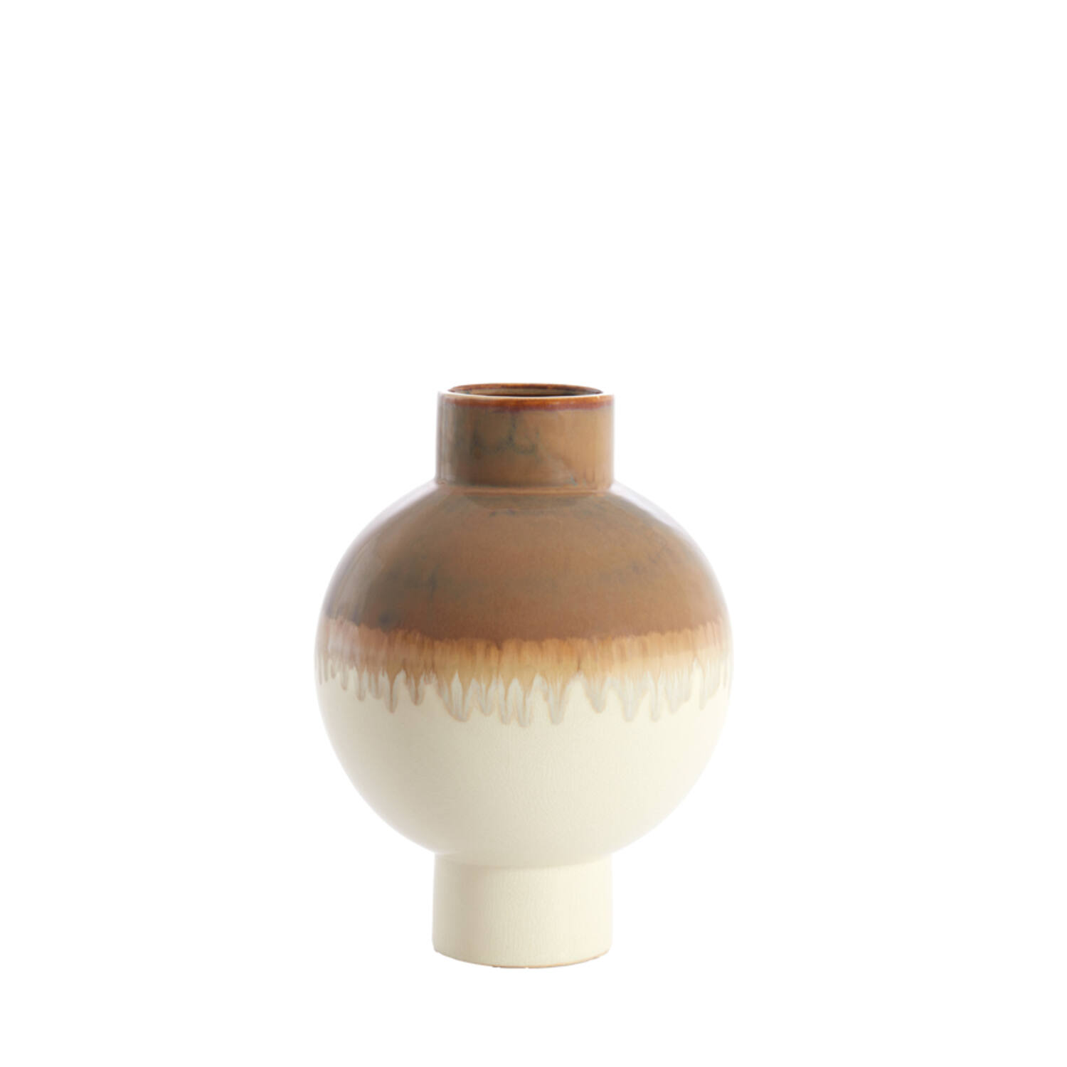 Vaas deco Ø28x38 cm ZELATA keramiek crème+taupe