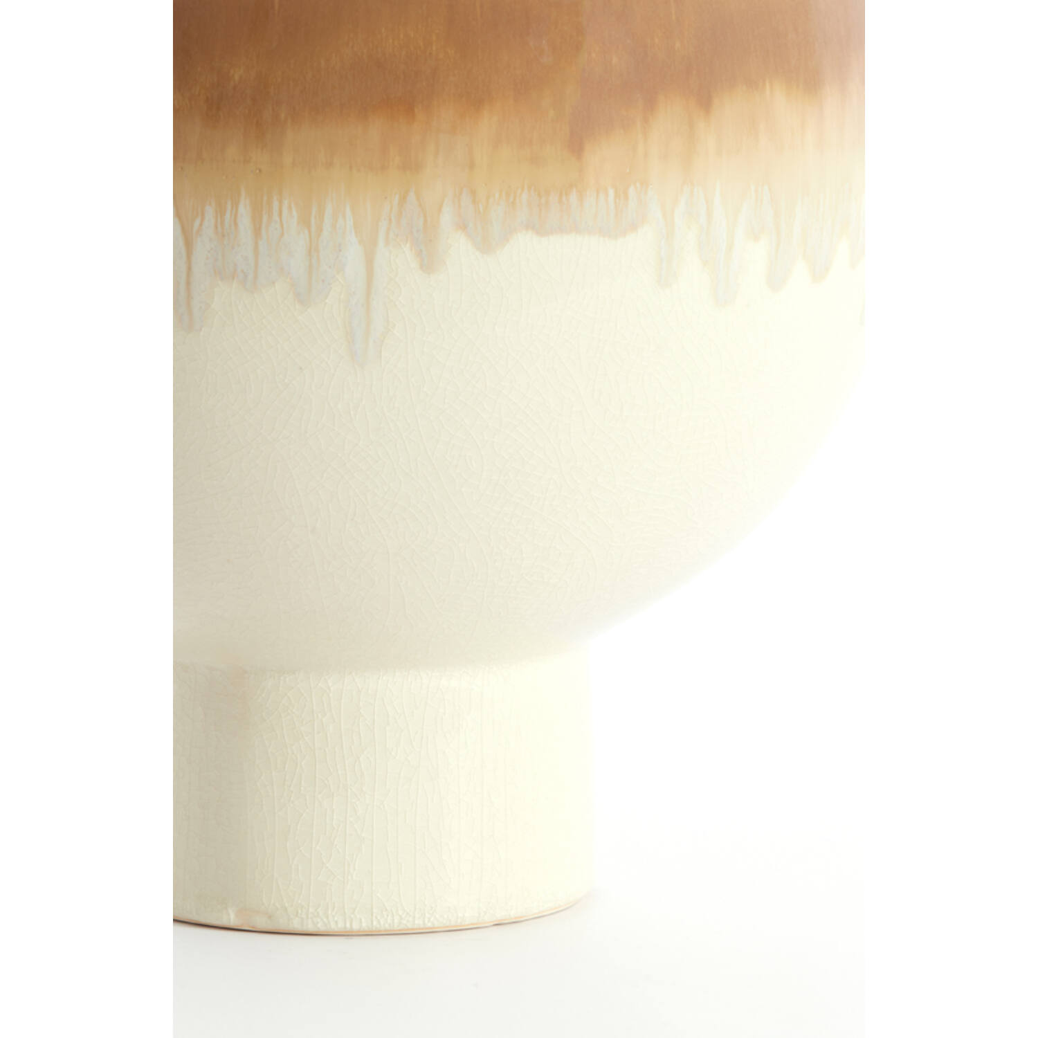 Vaas deco Ø28x38 cm ZELATA keramiek crème+taupe