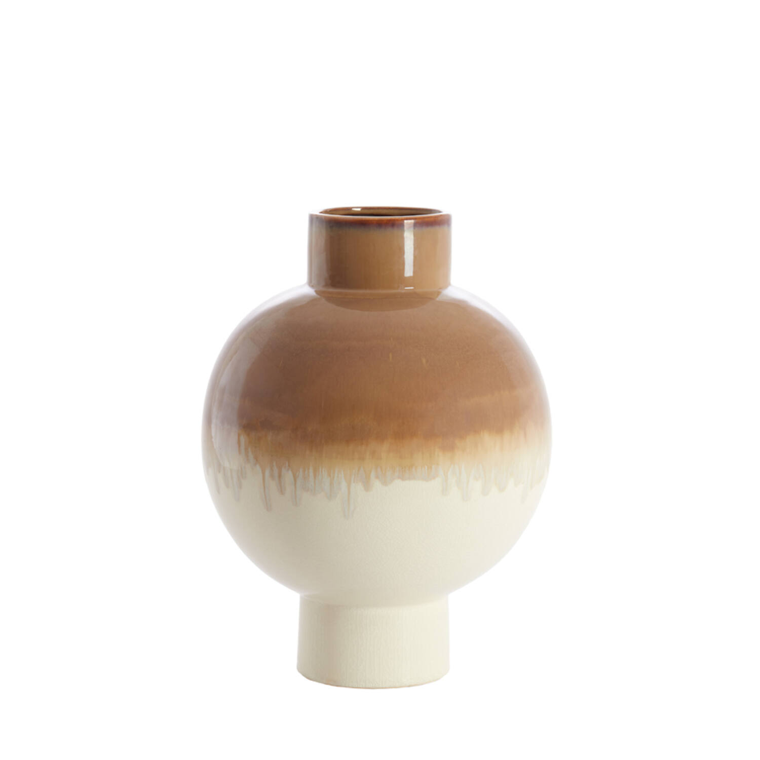 Vaas deco Ø34x46 cm ZELATA keramiek crème+taupe