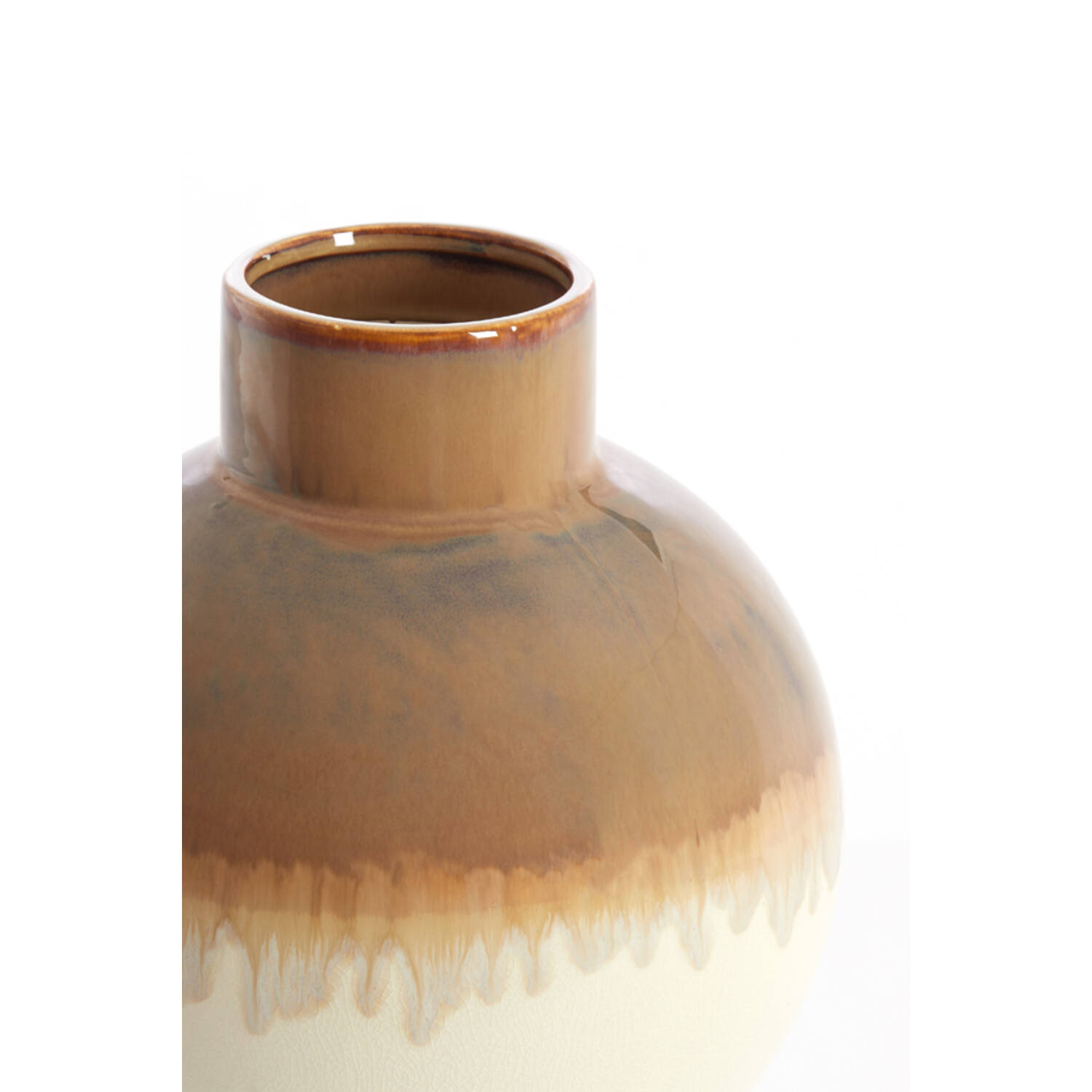 Vaas deco Ø34x46 cm ZELATA keramiek crème+taupe