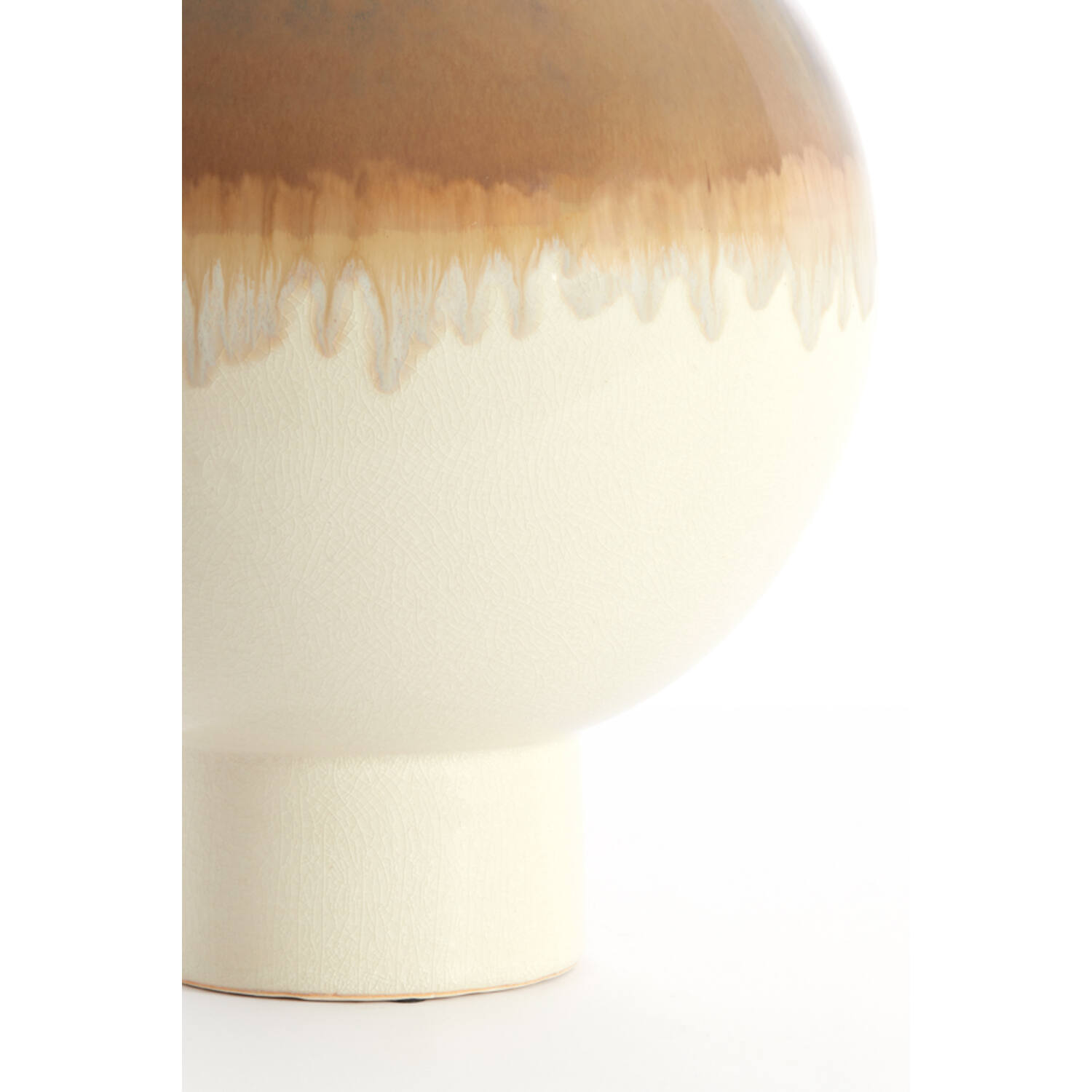 Vaas deco Ø34x46 cm ZELATA keramiek crème+taupe