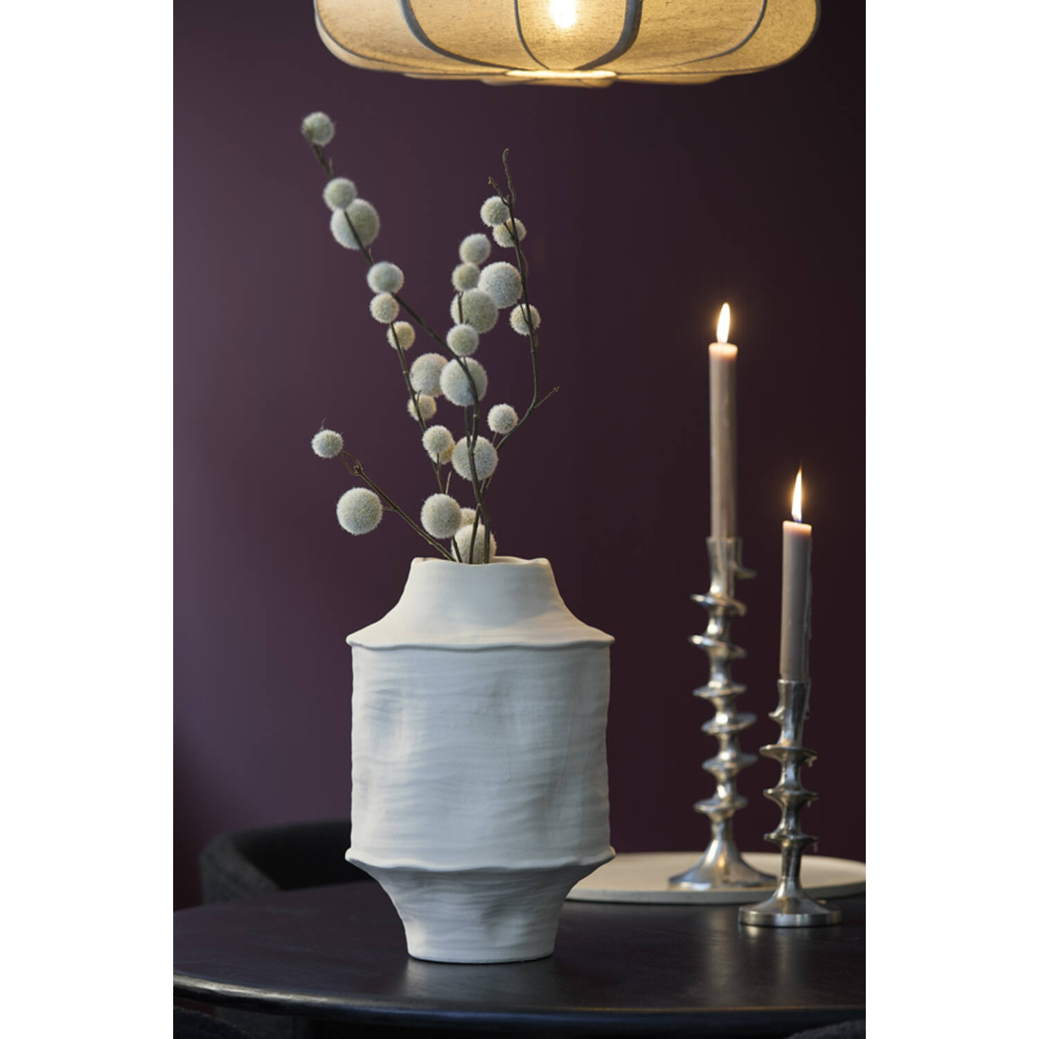 Vaas deco Ø25x38 cm CORSICO keramiek mat crème