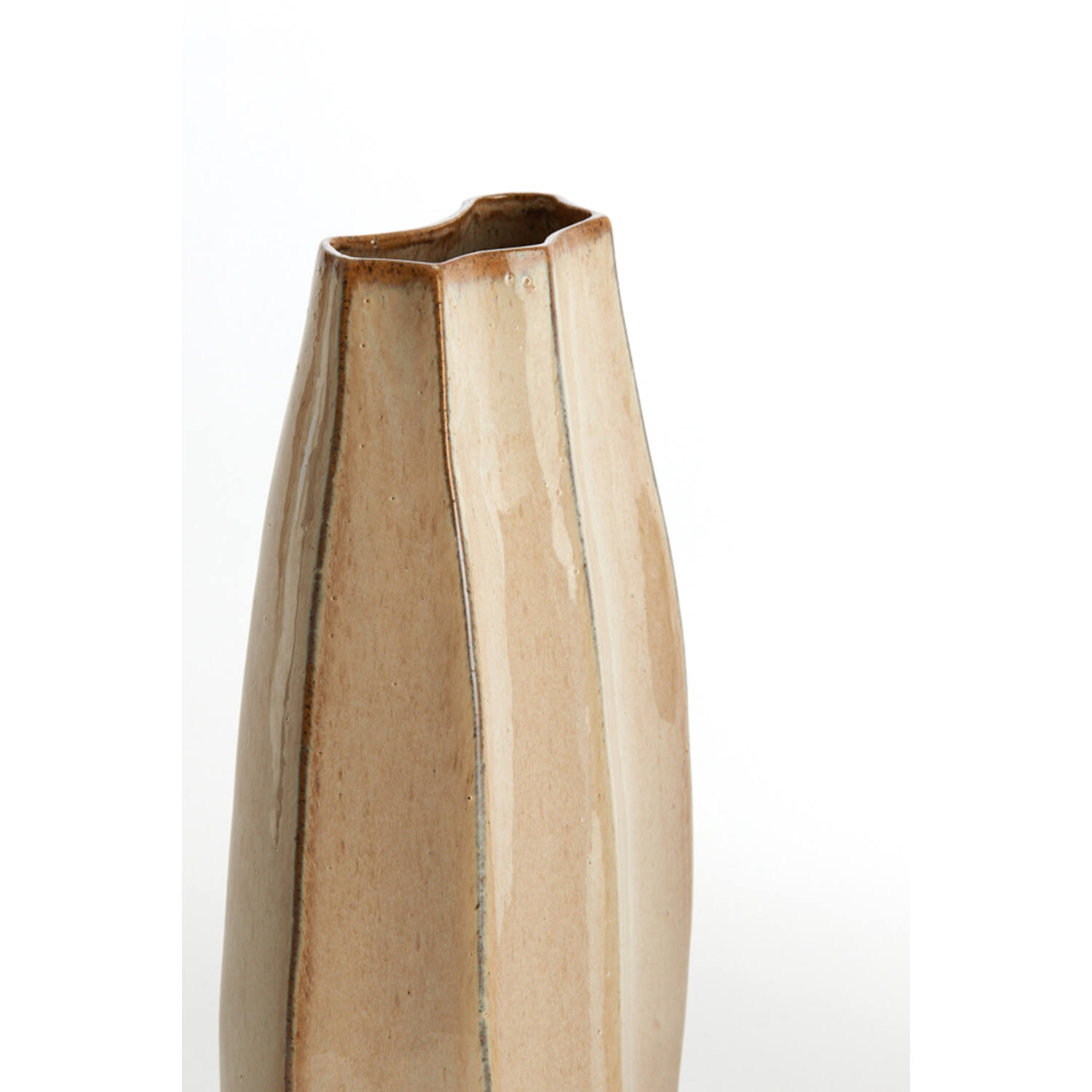 Vasija adorno 19,5x11x34,5 cm CHIADO beige brillante