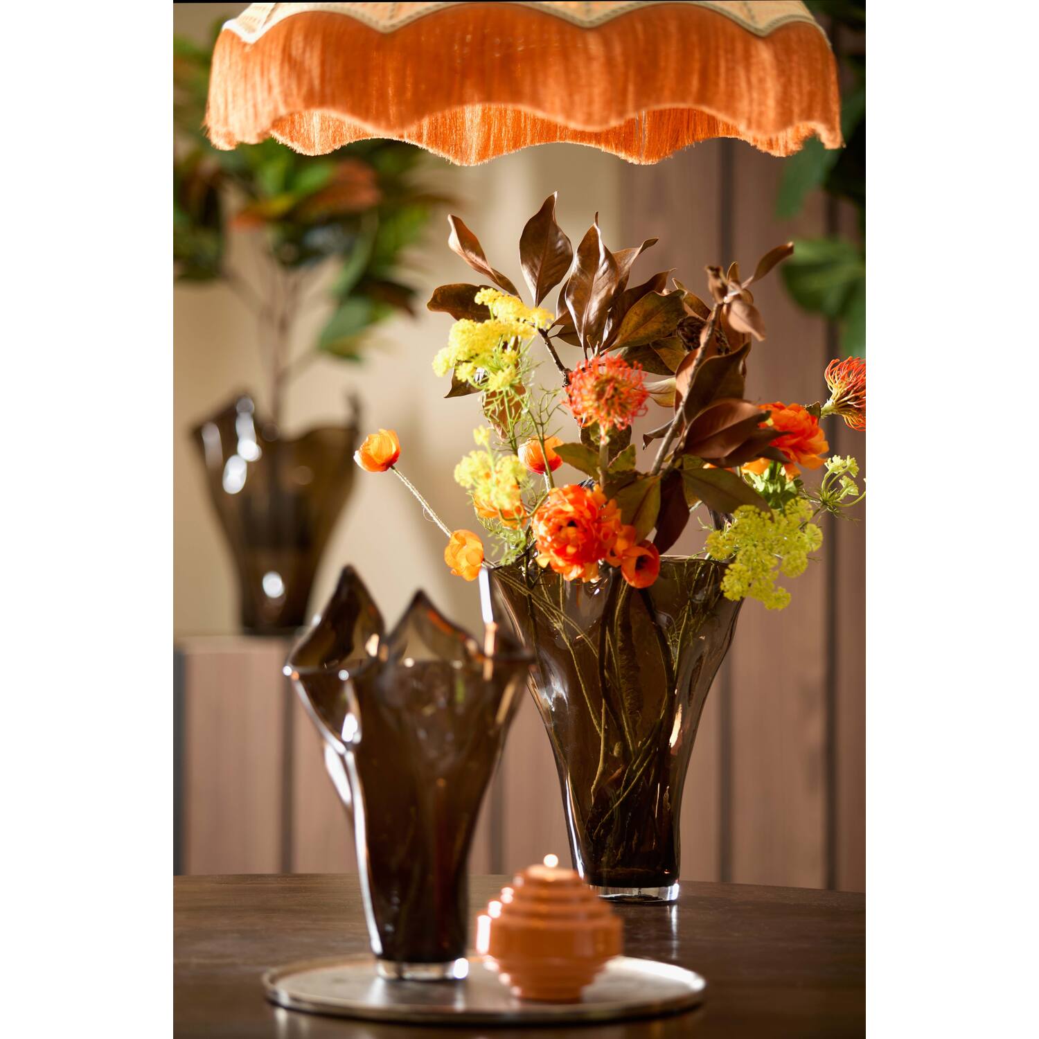 Vaas Ø31x46 cm AIORA glas donker bruin