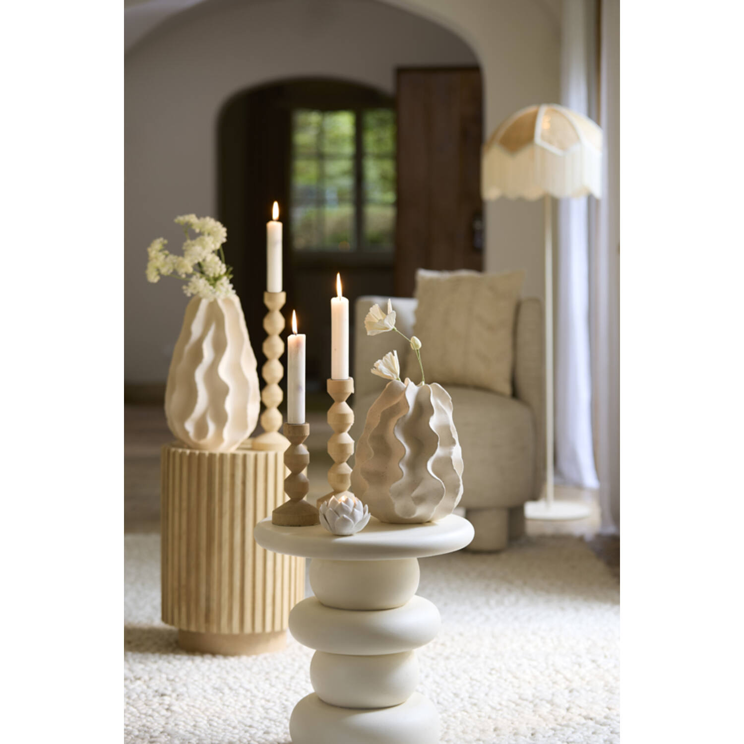 Vaas deco Ø22,5x37,5 cm NELANI keramiek mat crème