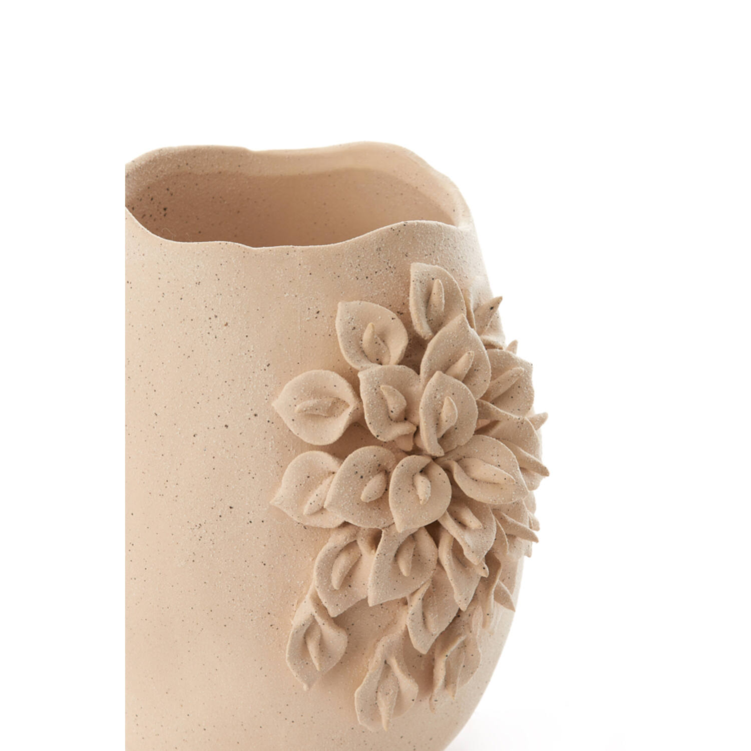 Vaas deco 23x20,5x26 cm AMIATA keramiek mat crème