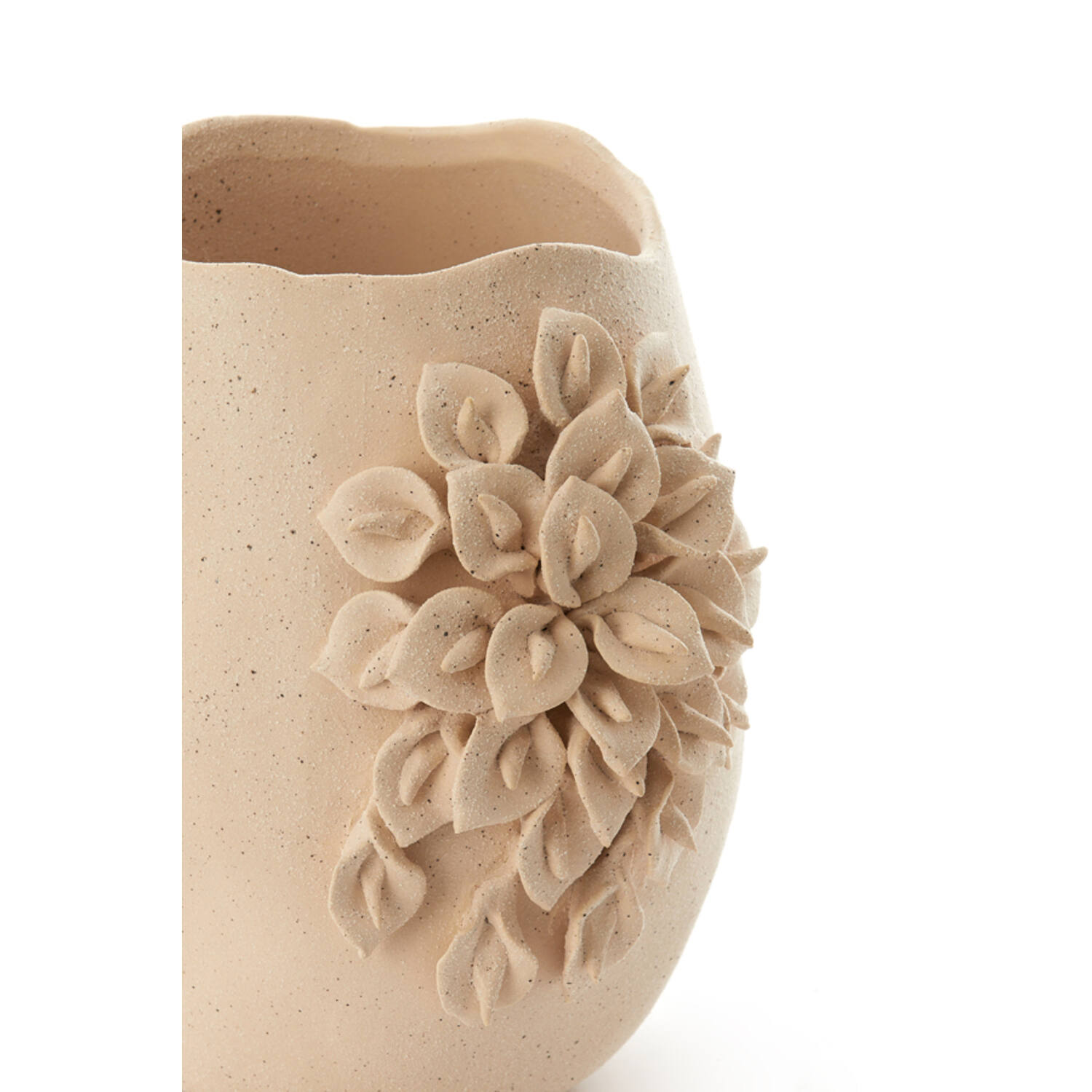 Vaas deco 23x20,5x26 cm AMIATA keramiek mat crème