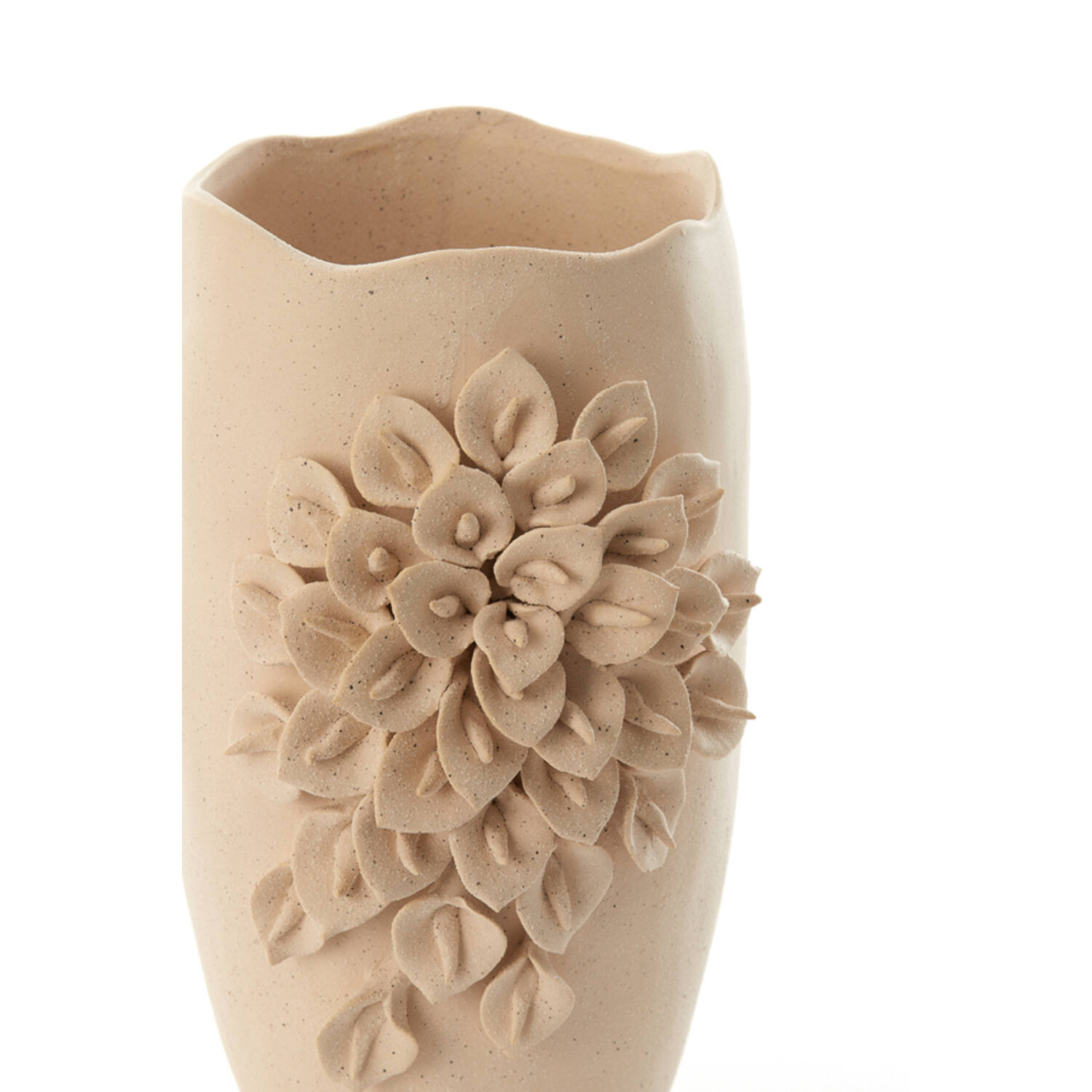 Vaas deco 23x19x35,5 cm AMIATA keramiek mat crème