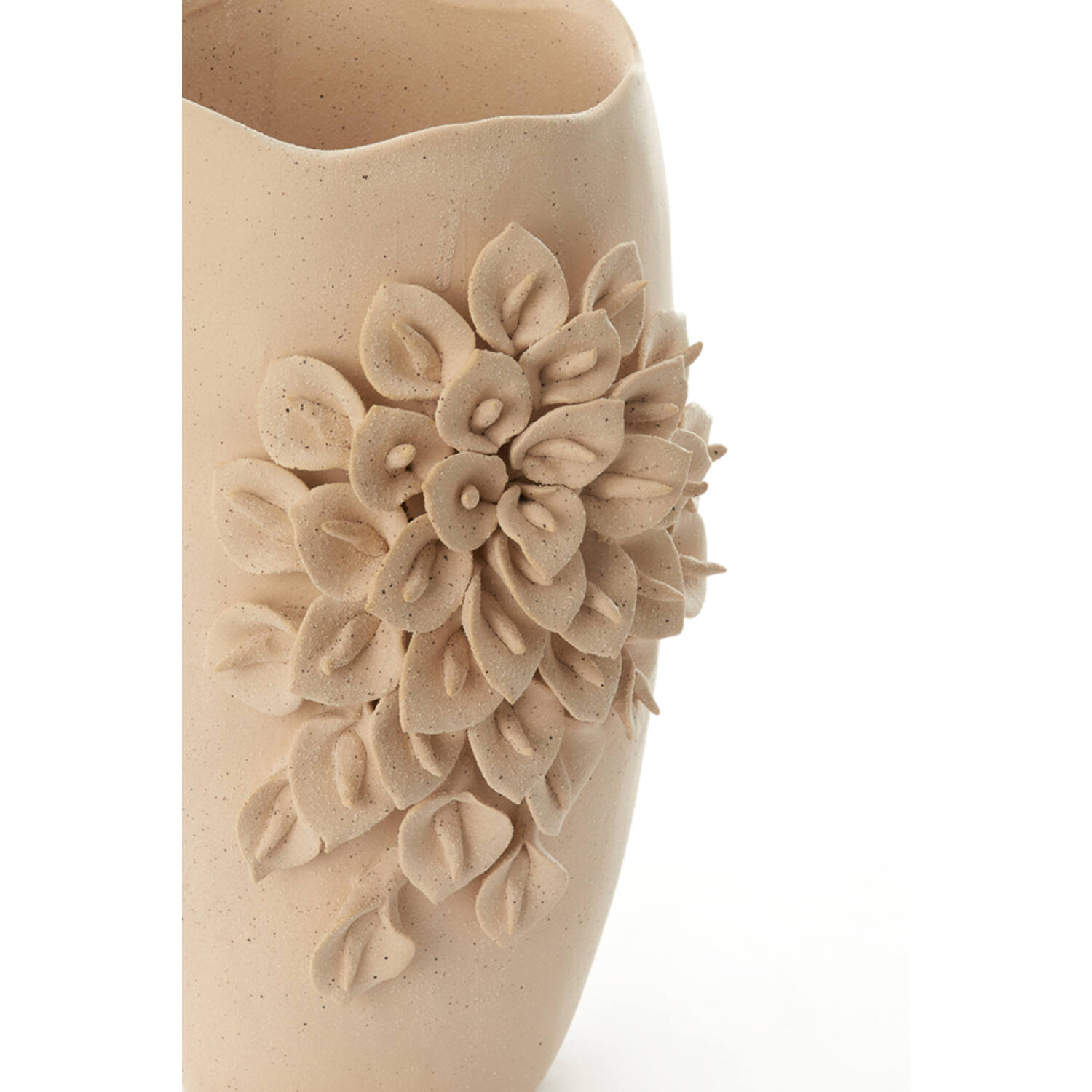 Vaas deco 23x19x35,5 cm AMIATA keramiek mat crème