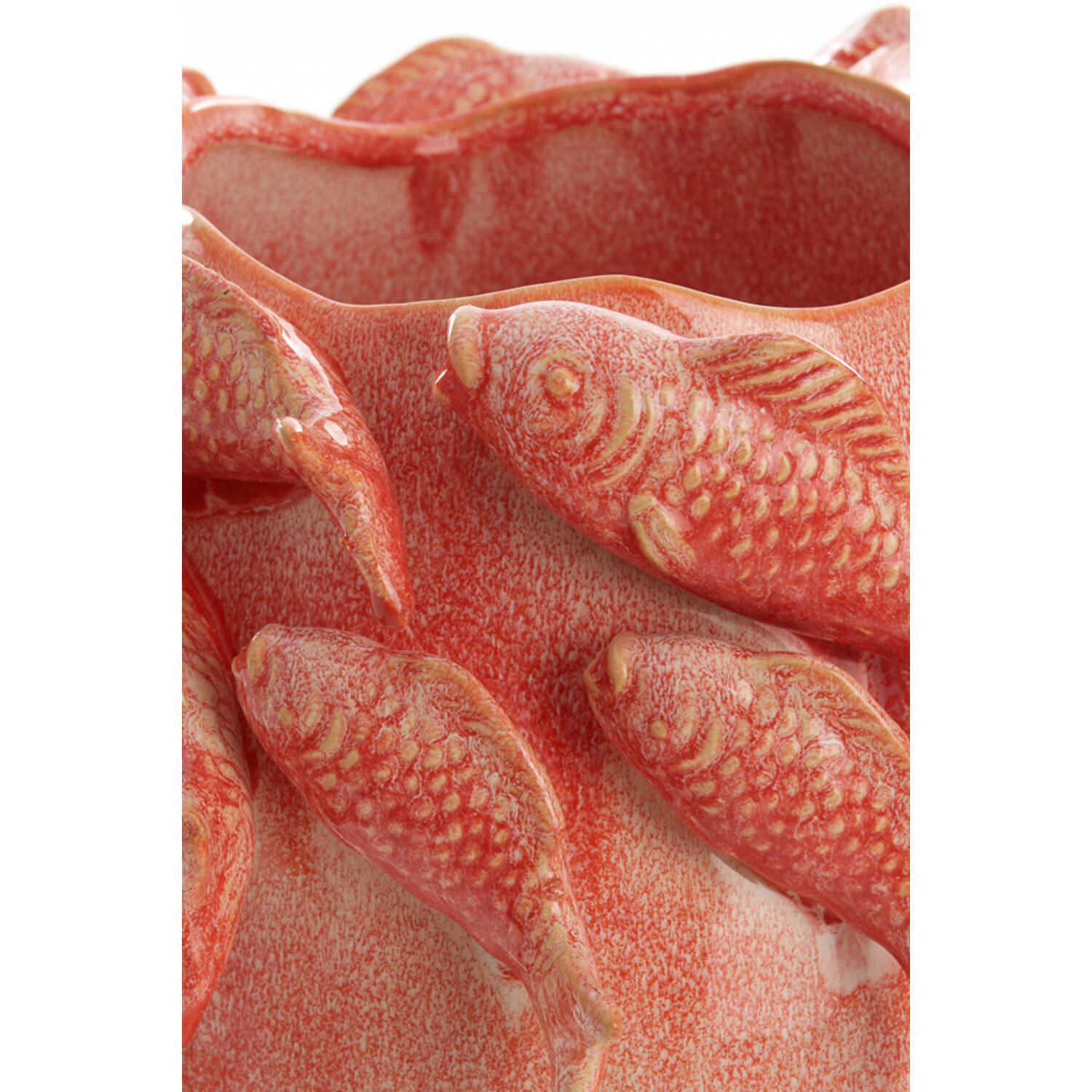 Vaas deco 29x28,5x27 cm FISH keramiek koraal+crème