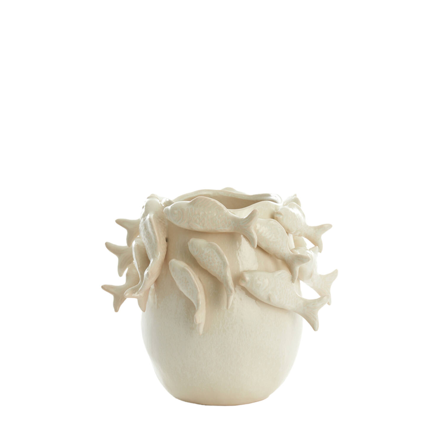 Vase deco 29x28,5x27 cm FISH ceramics cream