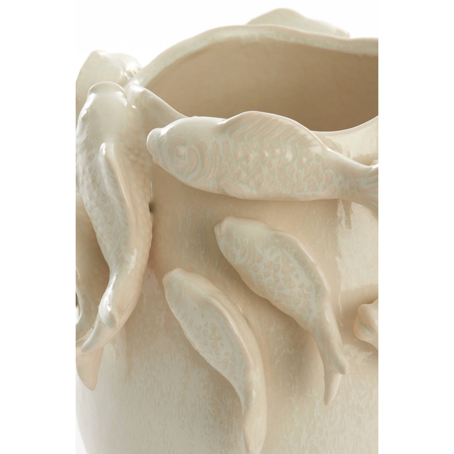 Vase deco 29x28,5x27 cm FISH ceramics cream