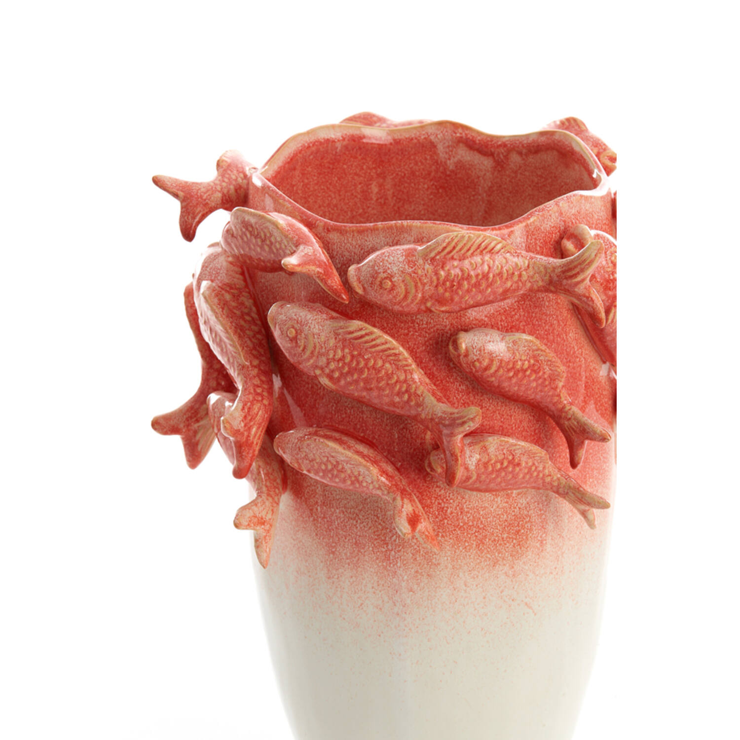 Vase deco 29x28x36,5 cm FISH ceramics coral+cream