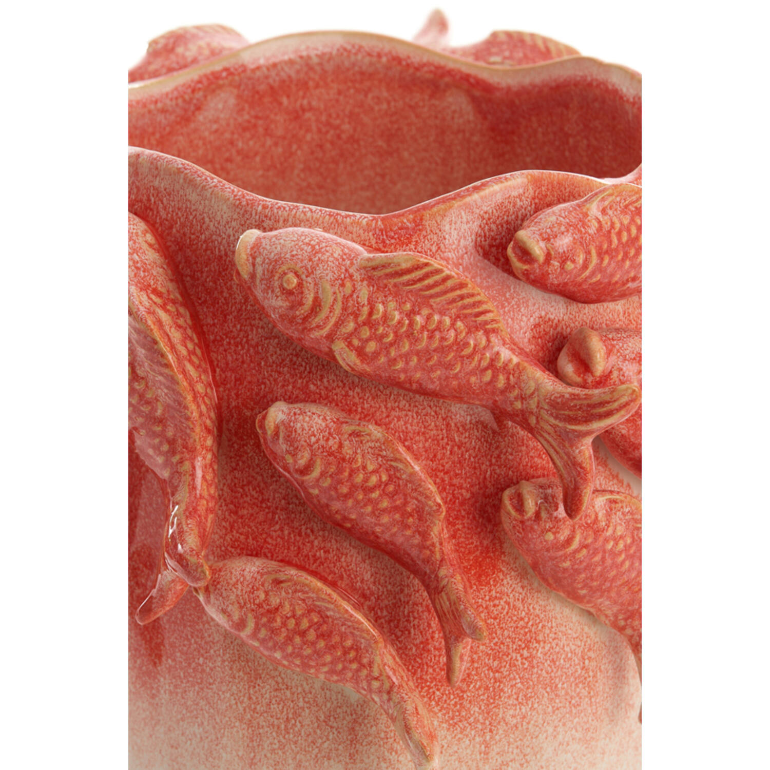 Vase deco 29x28x36,5 cm FISH ceramics coral+cream