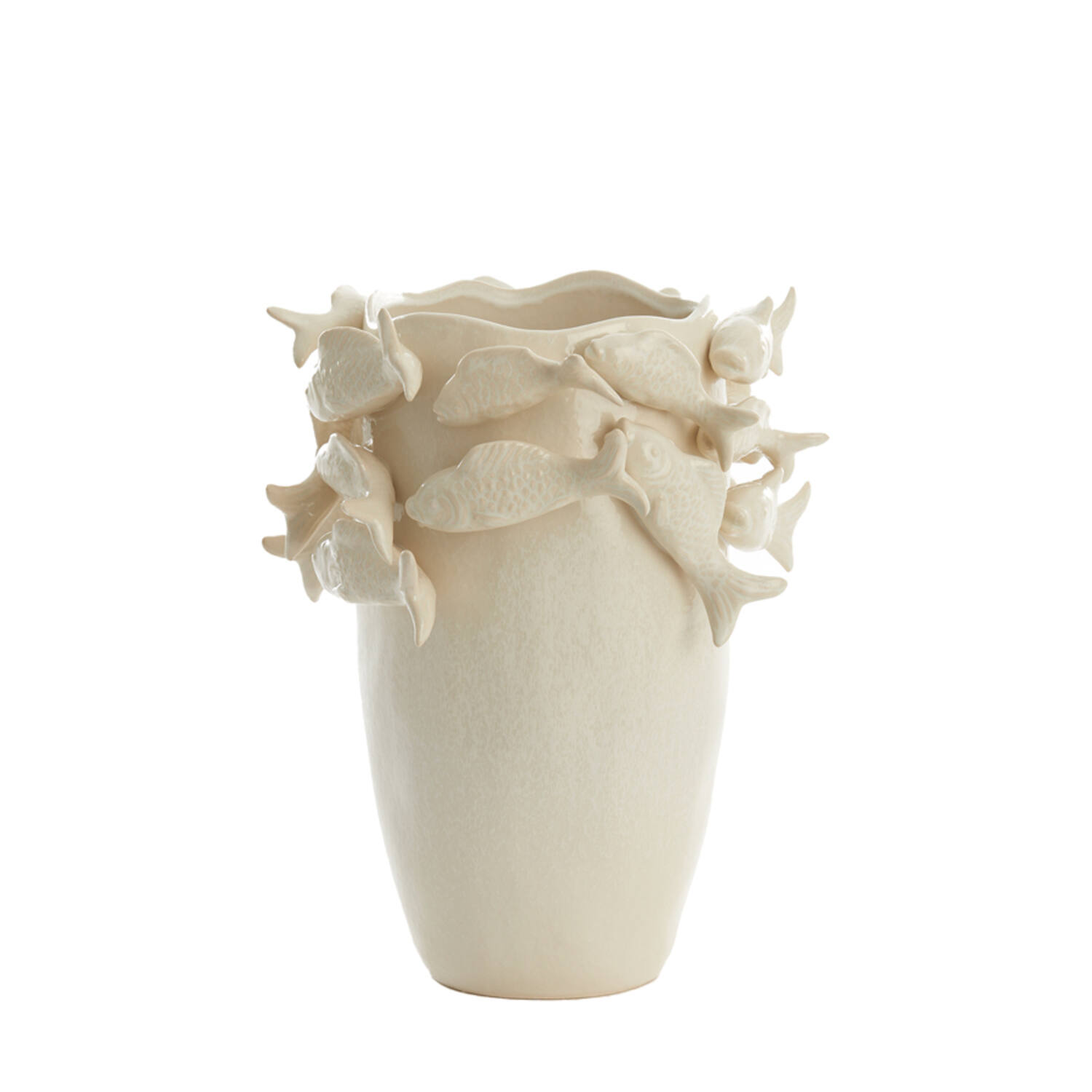 Vase deco 29x28x36,5 cm FISH ceramics cream