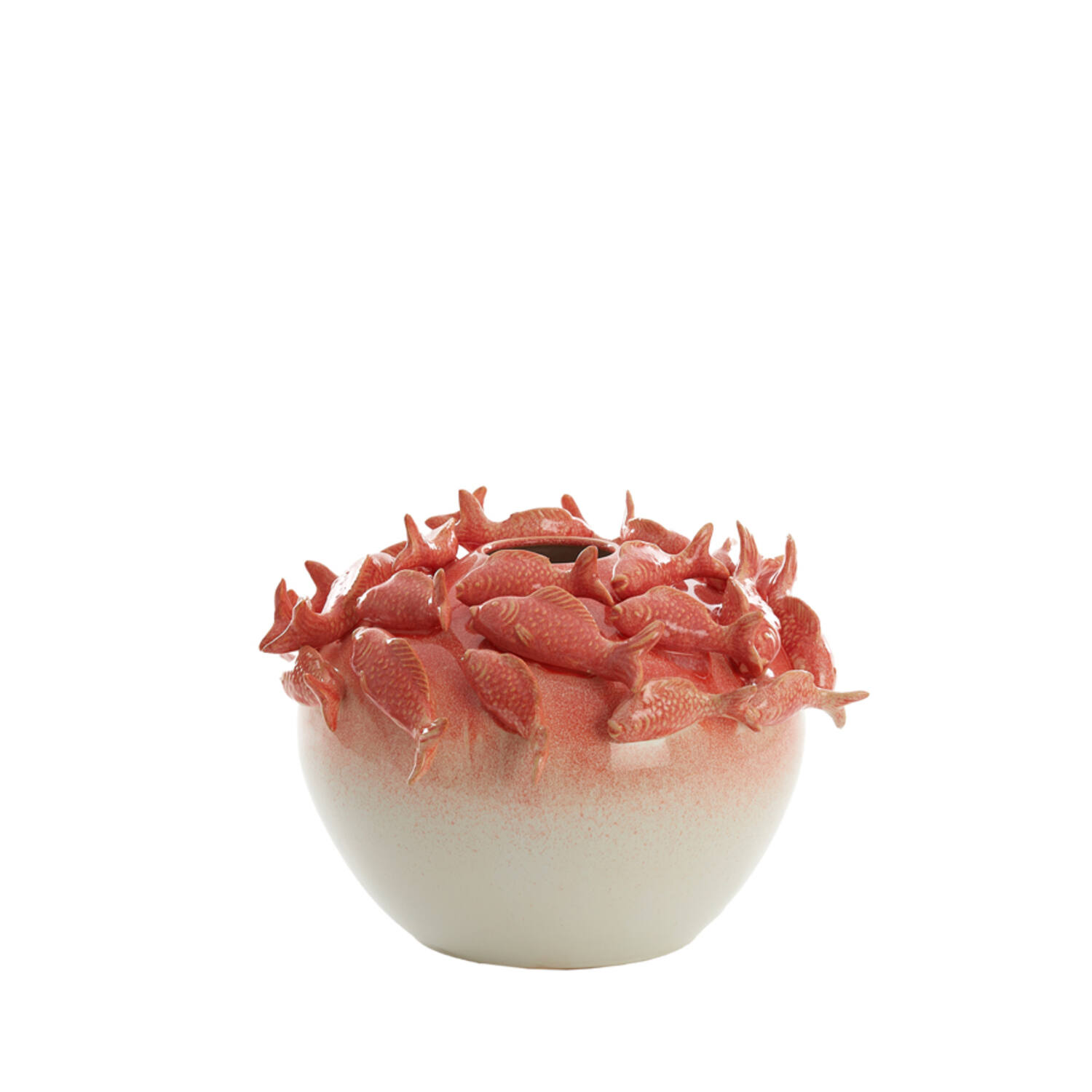 Vase deco Ø40x27 cm FISH ceramics coral+cream