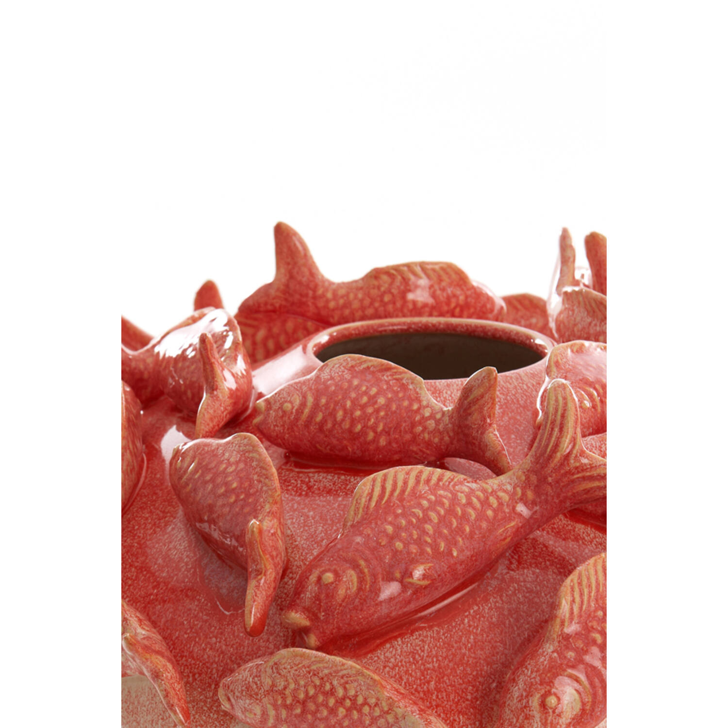 Vase deco Ø40x27 cm FISH ceramics coral+cream