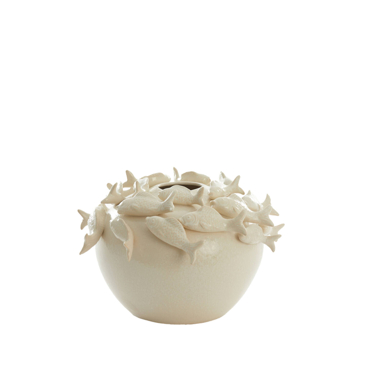 Vase deco Ø40x27 cm FISH ceramics cream